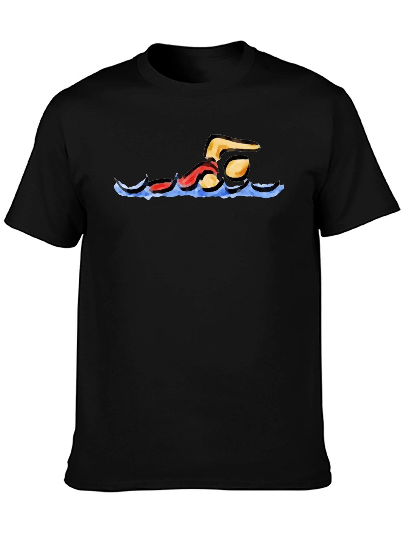 Black Swimmer Graphic Black T-Shirt view 3