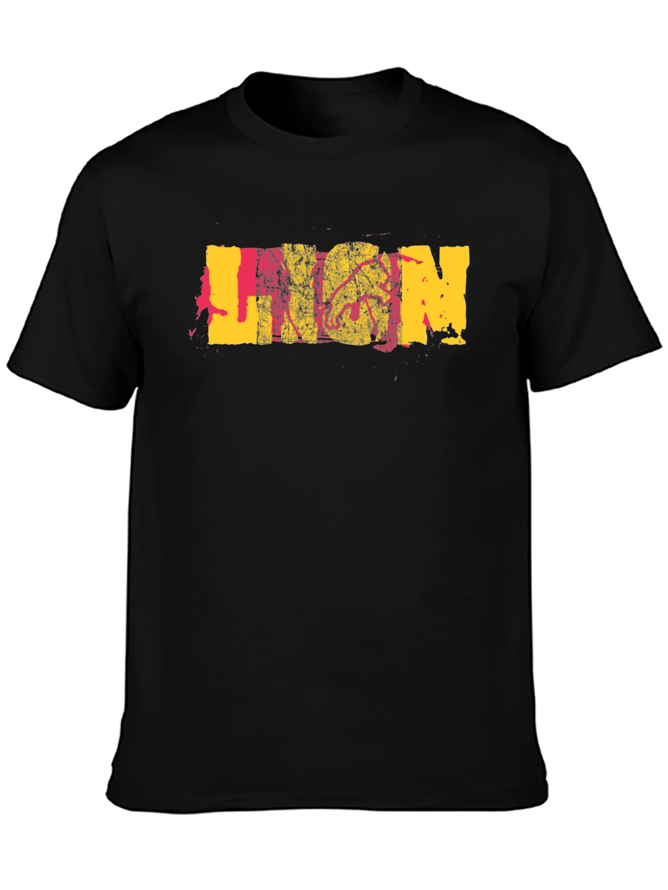 Black Lion Graphic Print Black Cotton T-Shirt view 3