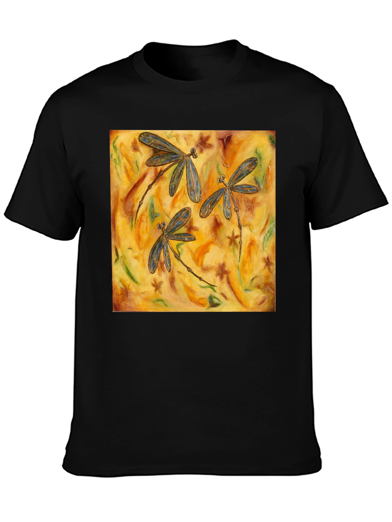 Black Dragonfly Art Print Black T-Shirt view 3