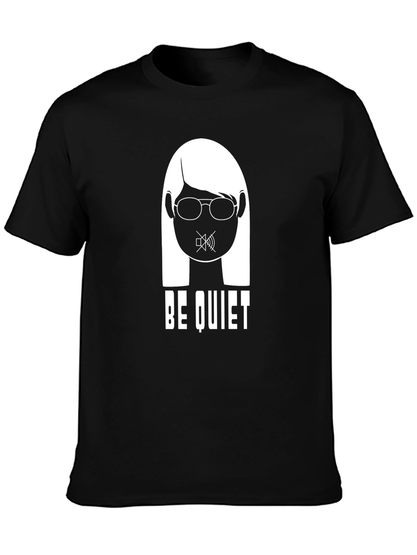 Black Be Quiet Graphic Tee - Black Crew Neck view 3