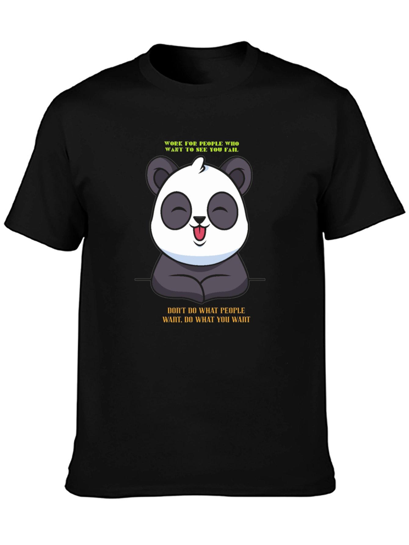 Black Panda Graphic Tee - Motivational Slogan T-Shirt view 3
