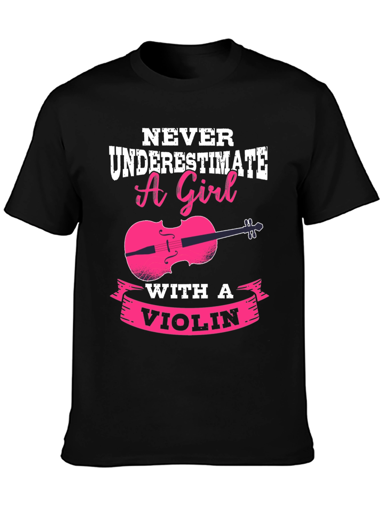 Black Never Underestimate a Girl with a Violin T-Shirt view 3
