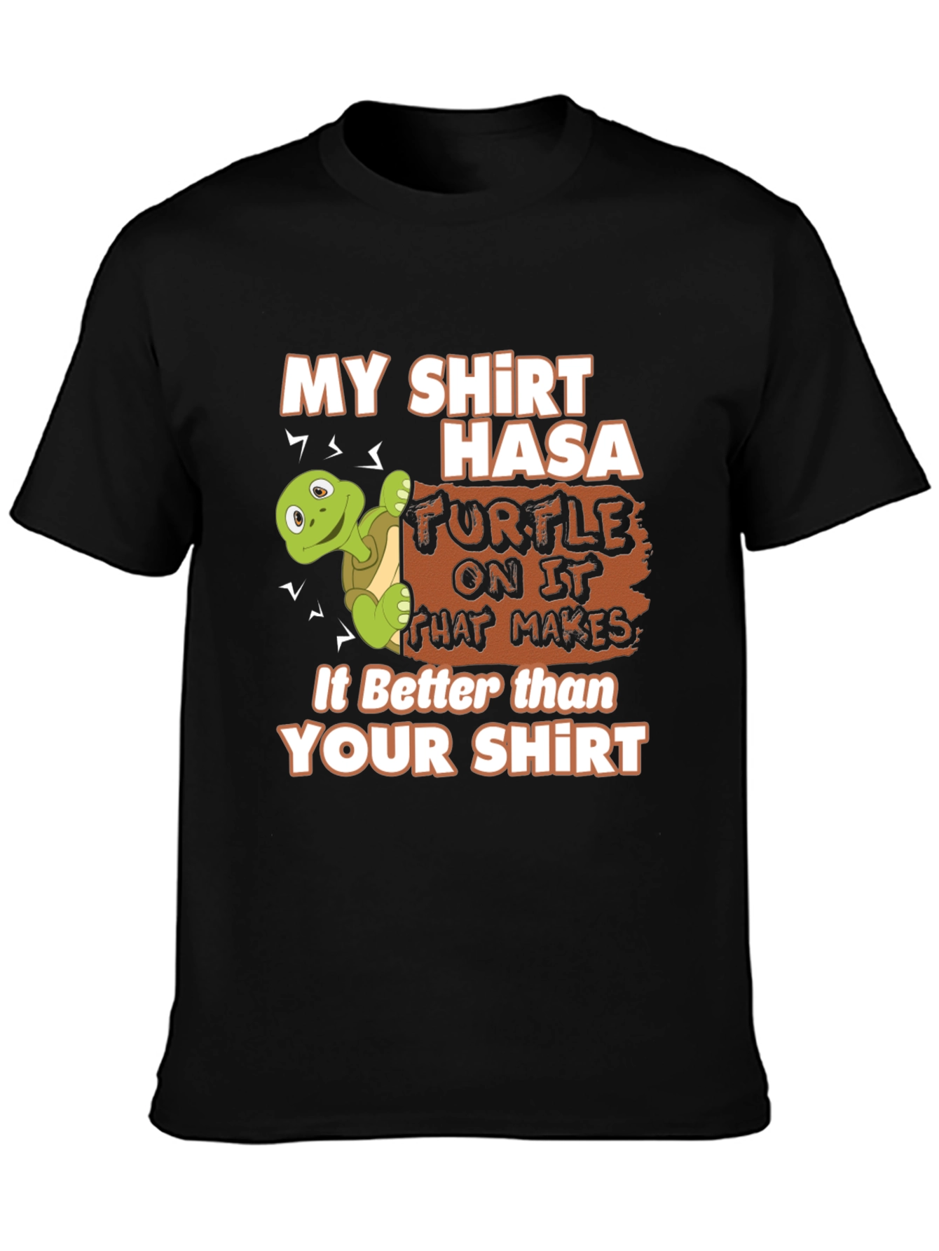Black Funny Turtle Graphic Tee - My Shirt is Better view 3