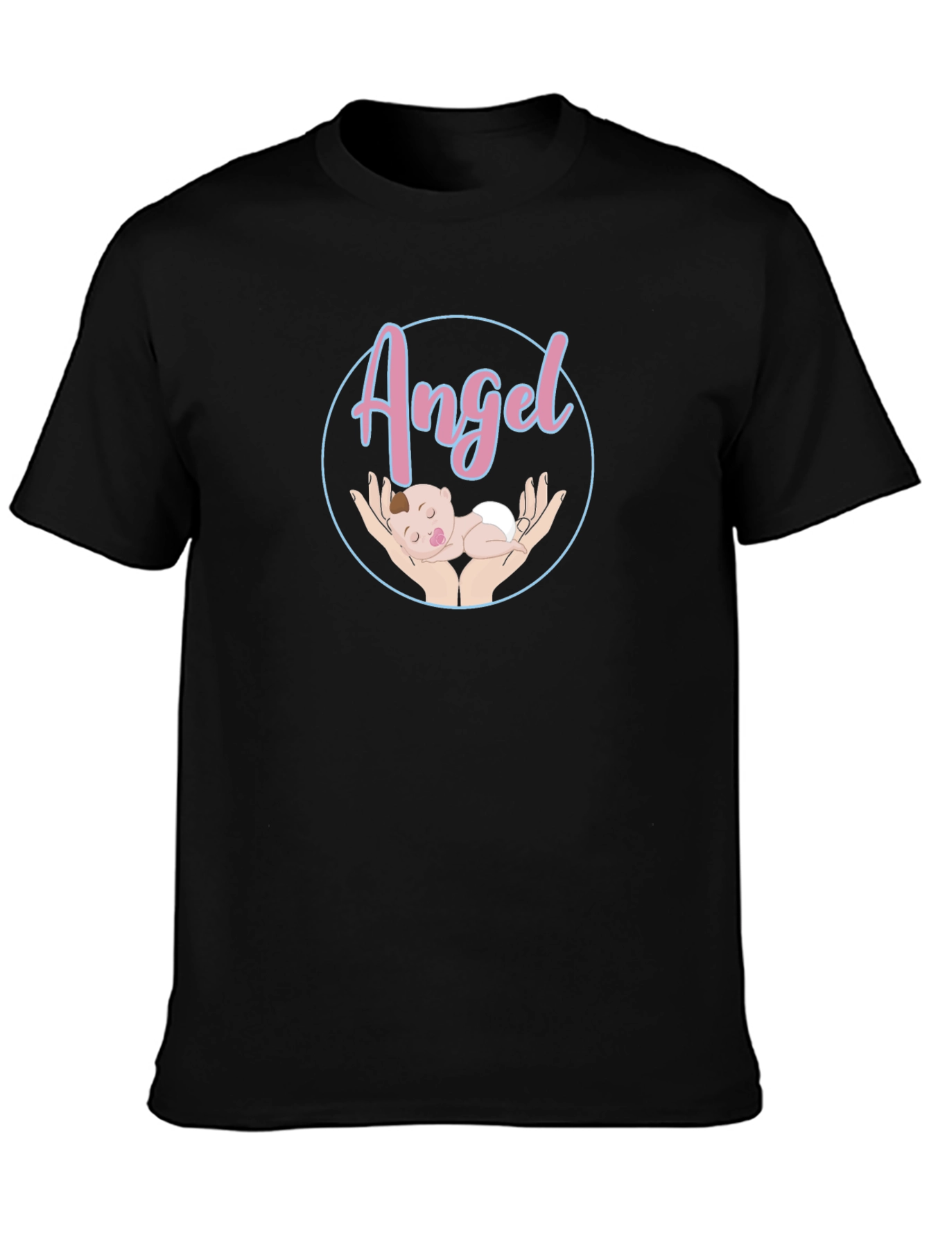Black Angel Baby Graphic Tee - Unisex Black T-Shirt view 3