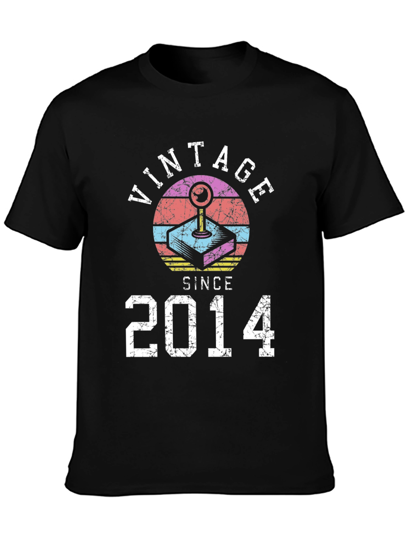 Black Vintage Since 2014 Gamer T-Shirt view 3