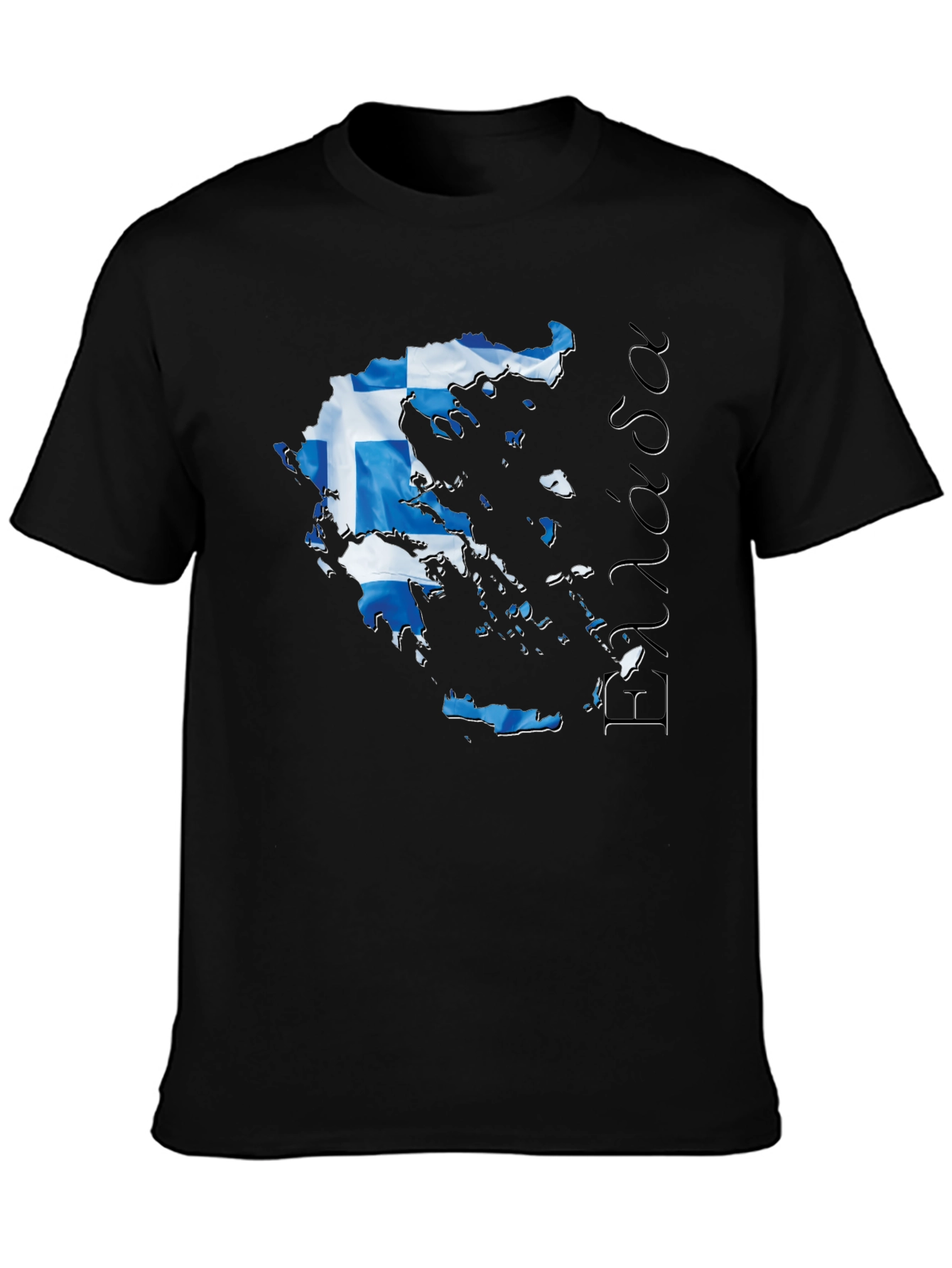 Black Greece Flag Map T-Shirt  view 3