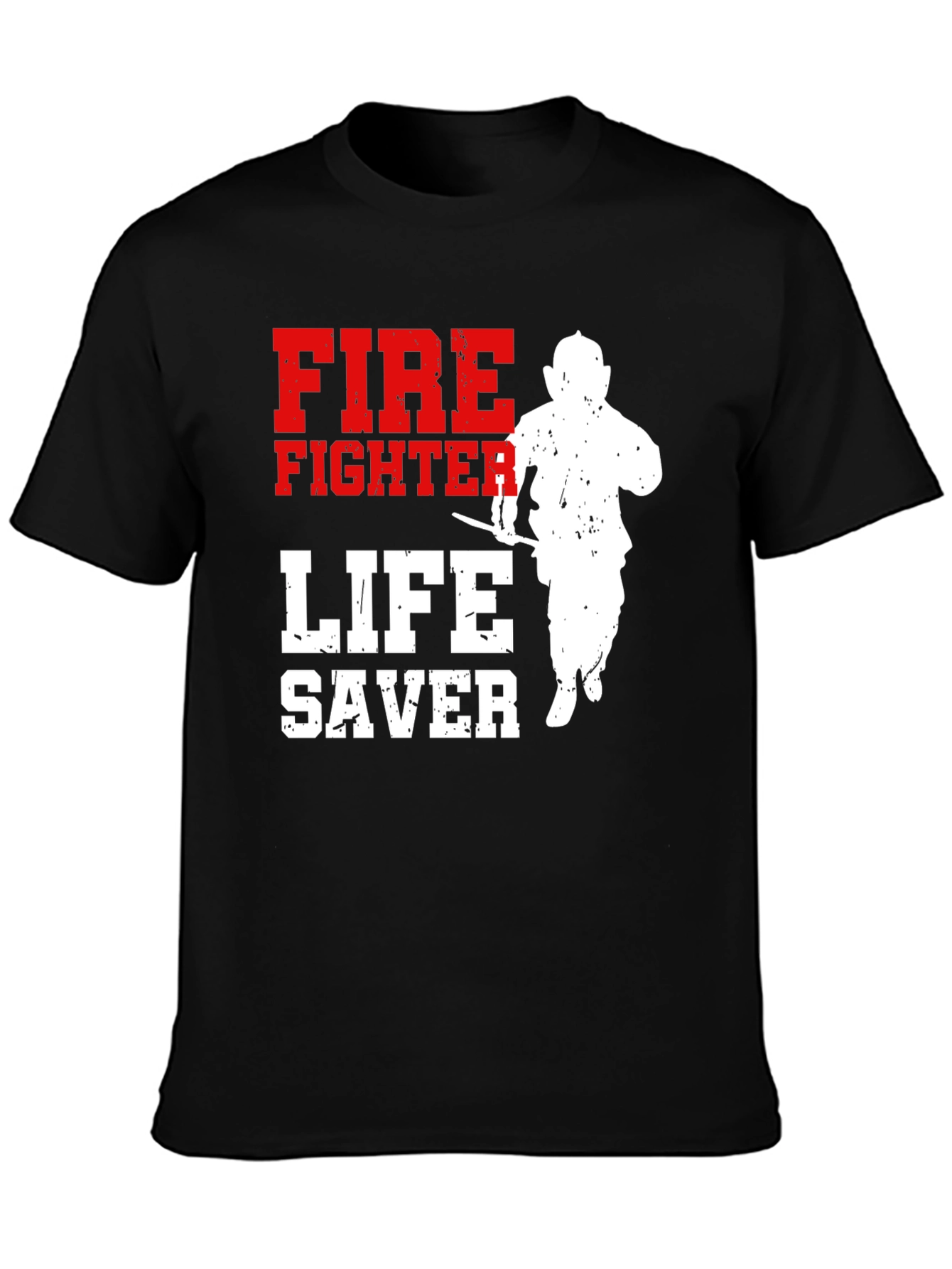 Black Firefighter Lifesaver Graphic T-Shirt view 3