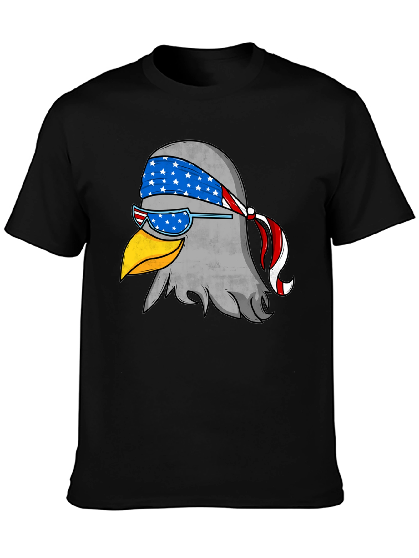 Black Patriotic Eagle Graphic Tee - Black Cotton T-Shirt view 3