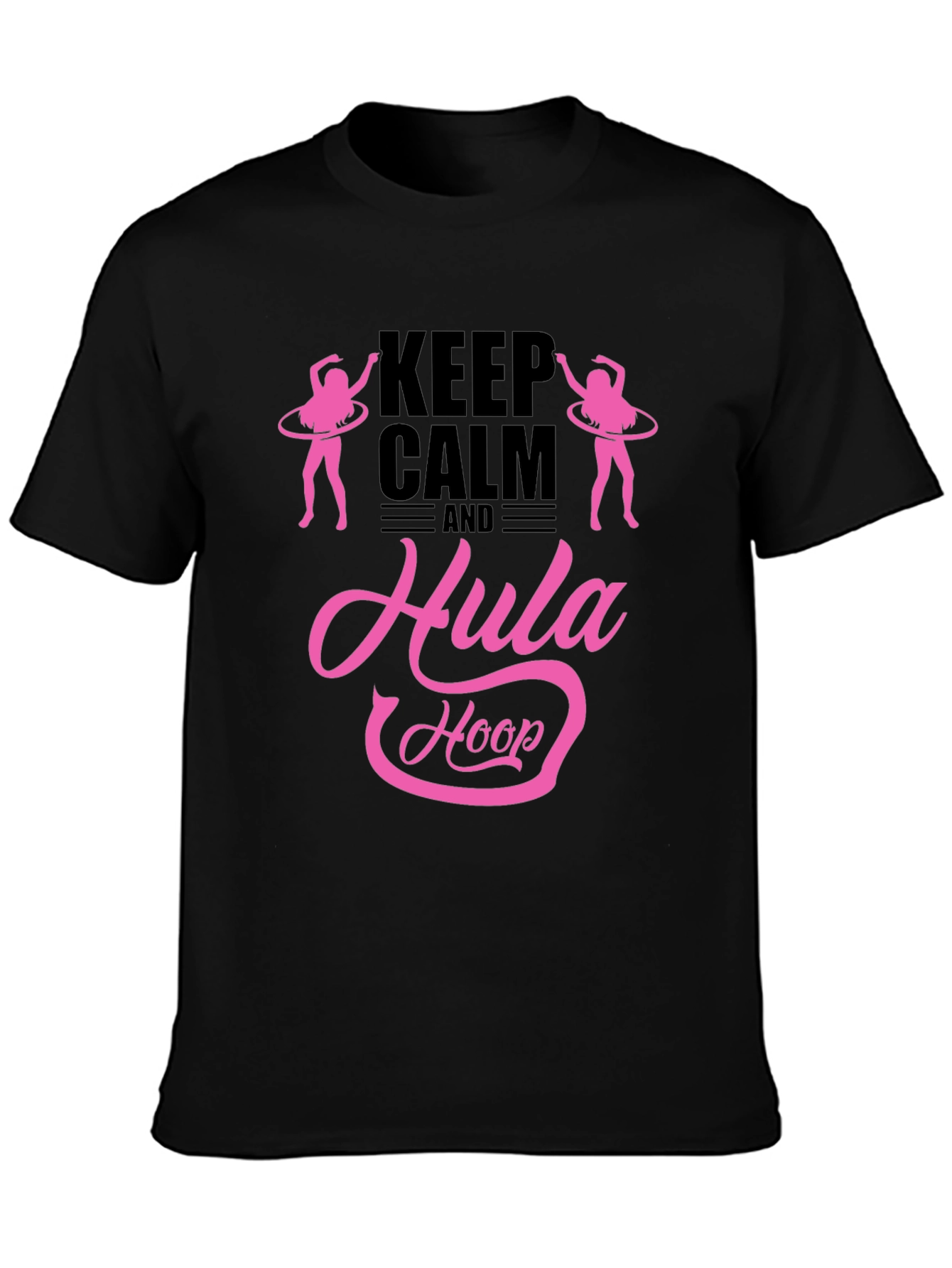 Black Keep Calm and Hula Hoop Black T-Shirt view 3