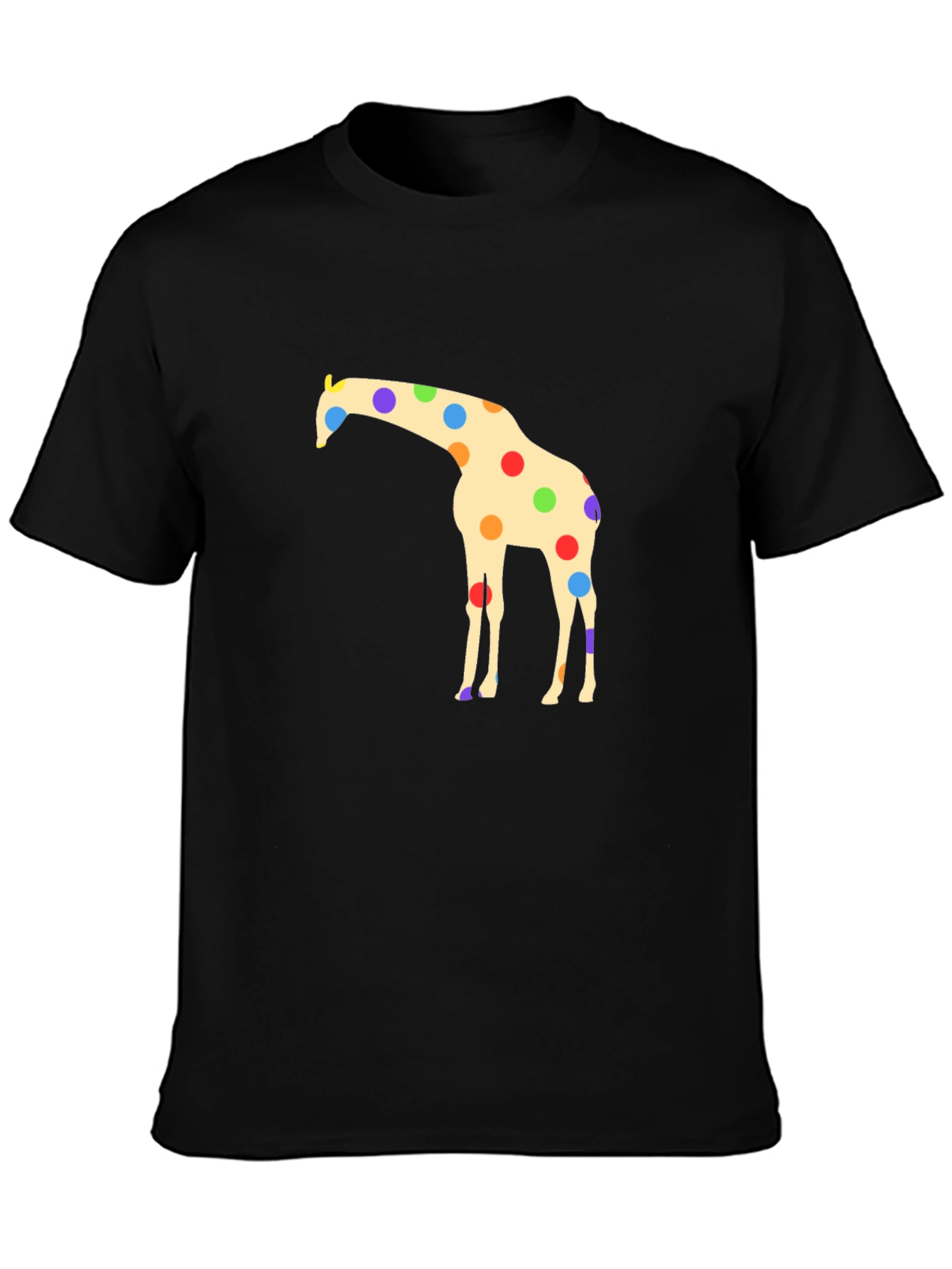 Black Giraffe Polka Dot Black T-Shirt view 3