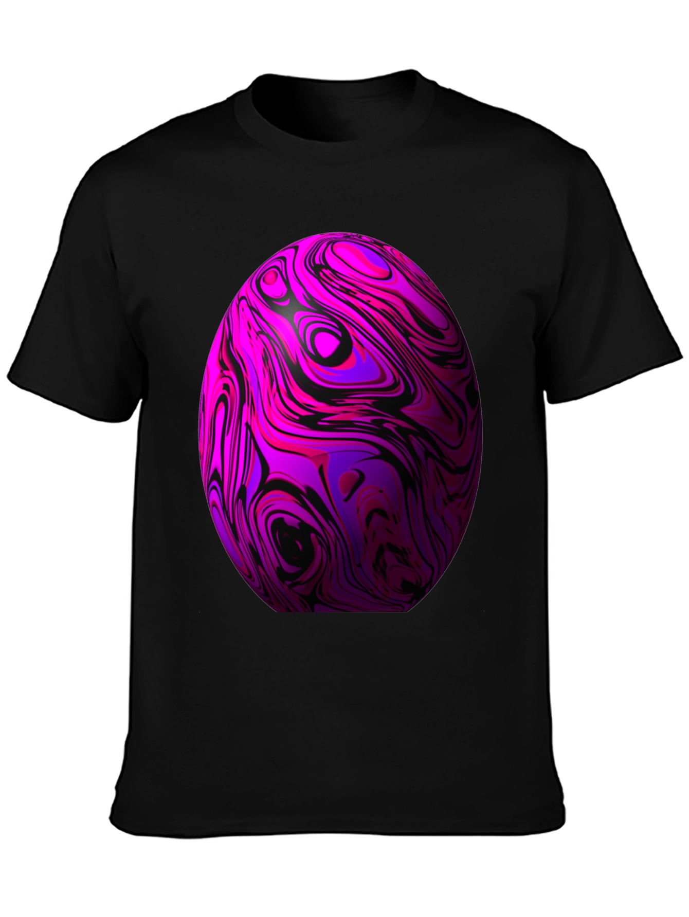 Black Abstract Swirl Sphere Graphic Tee view 3