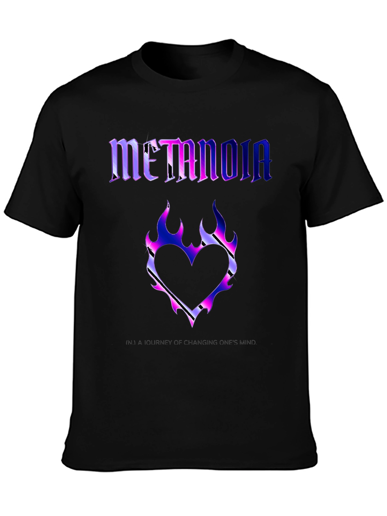 Black Metanoia Graphic T-Shirt - Heart Flame Design view 3