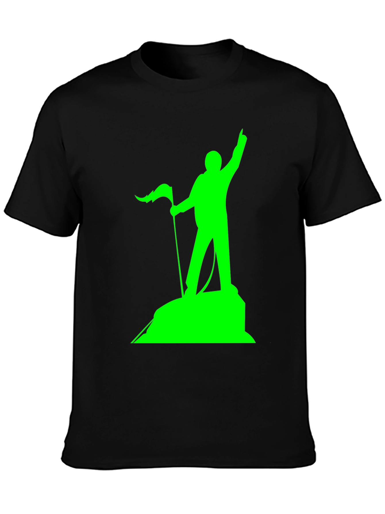 Black Peak Performance T-Shirt - Black with Green Graphic view 3