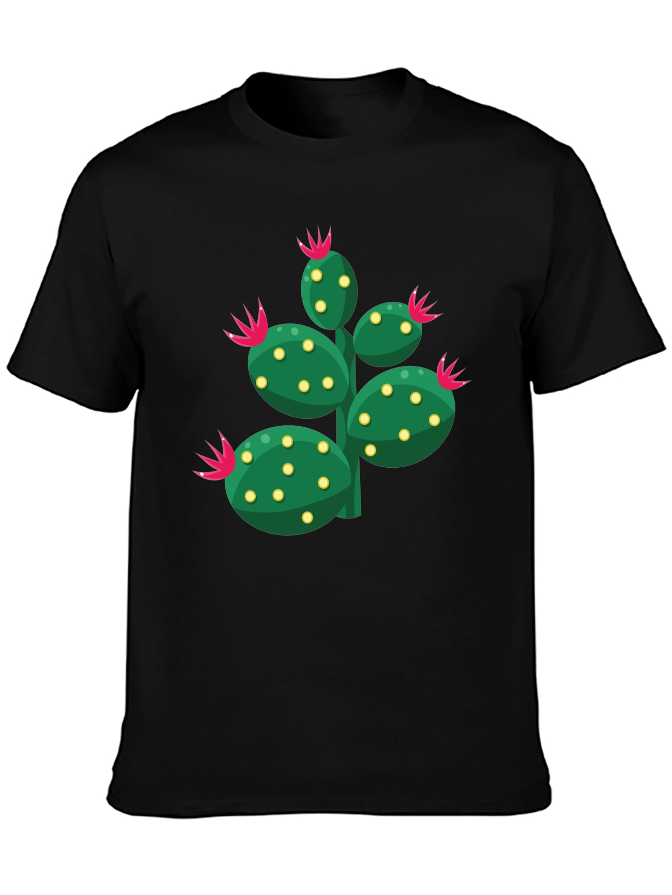 Black Cactus Graphic Print Crew Neck T-Shirt view 3