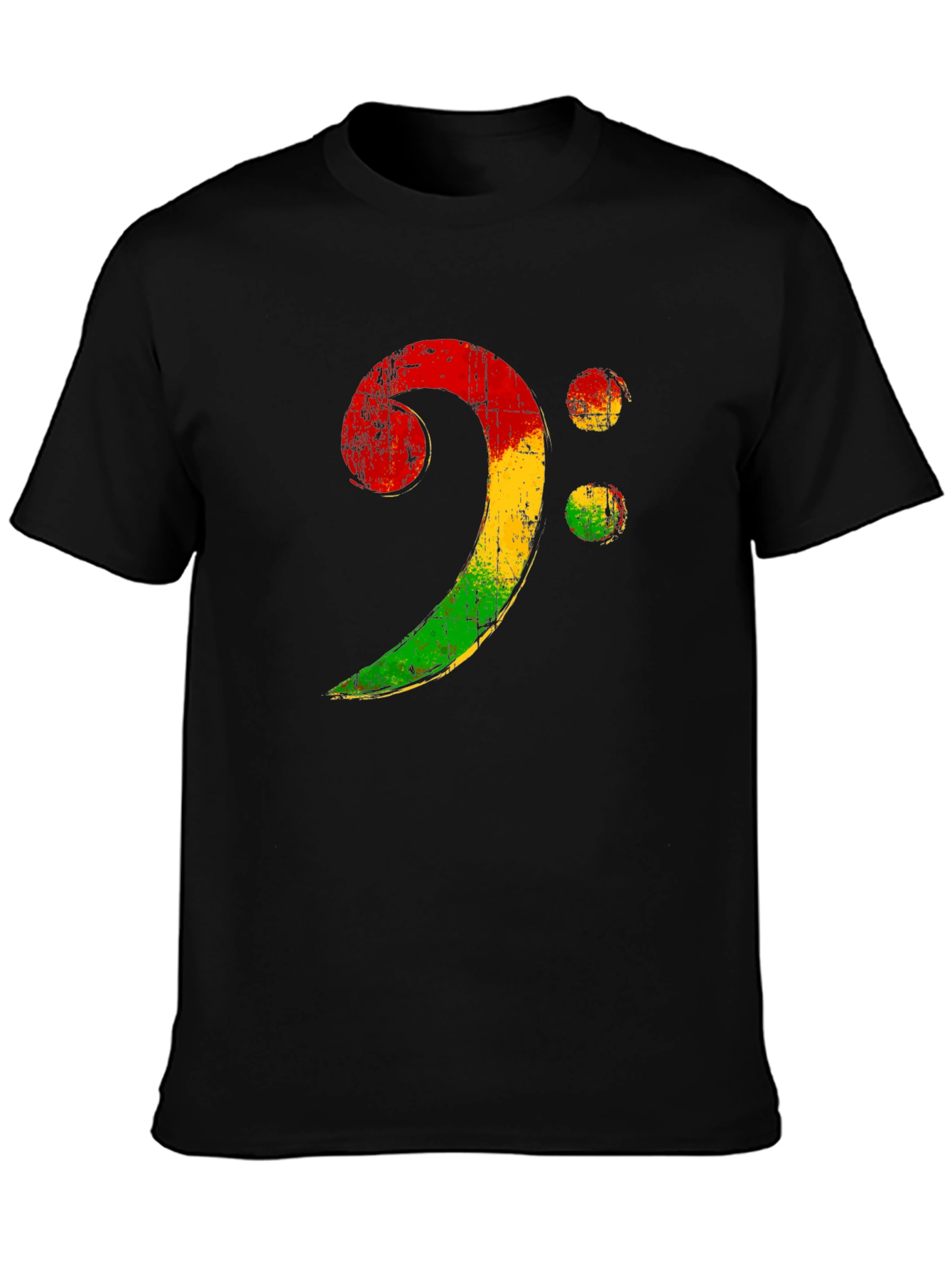 Black Rasta Bass Clef Graphic Tee - Reggae Music Shirt view 3