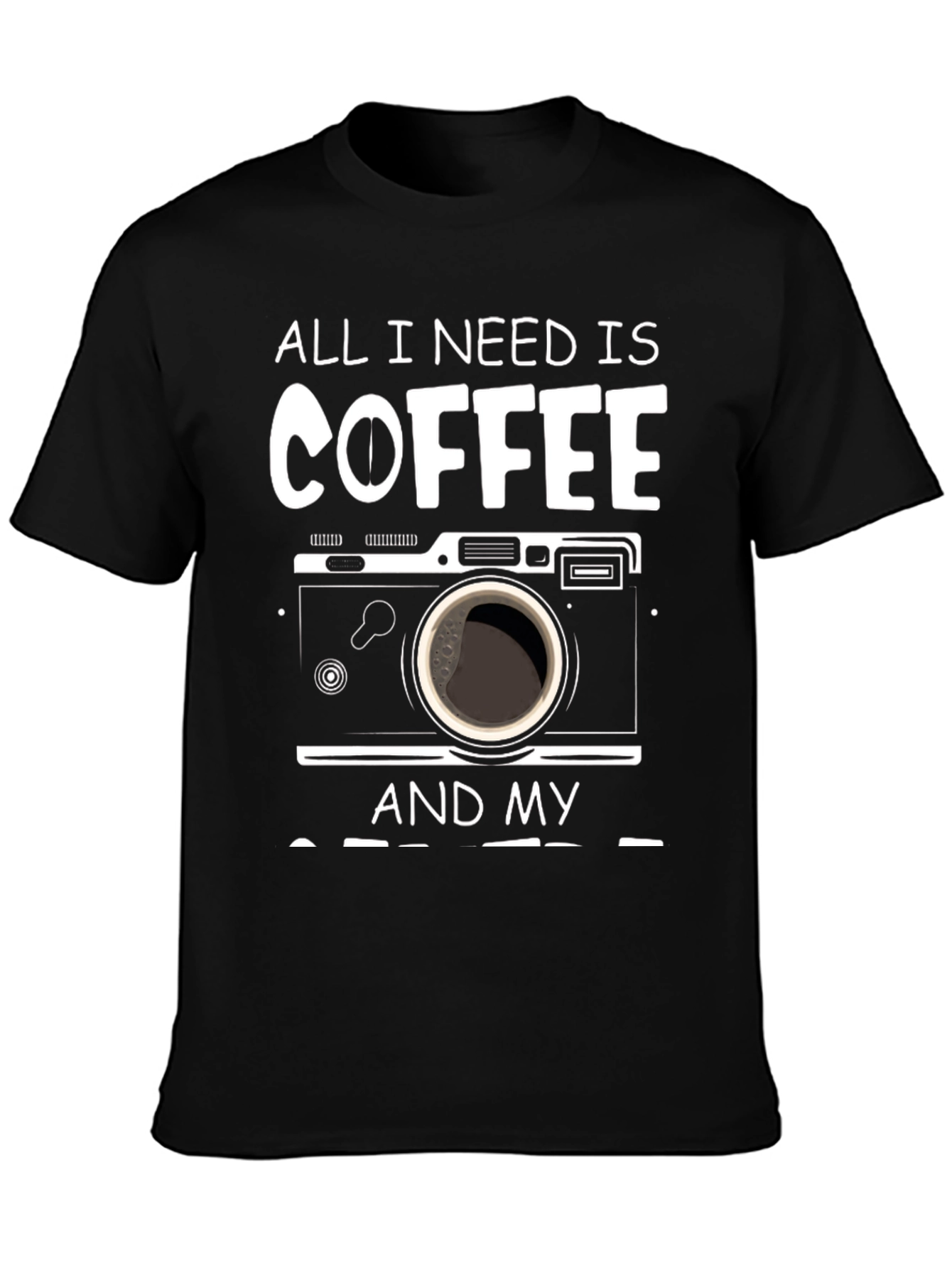 Black Coffee and Camera T-Shirt - Photographer's Essential view 3
