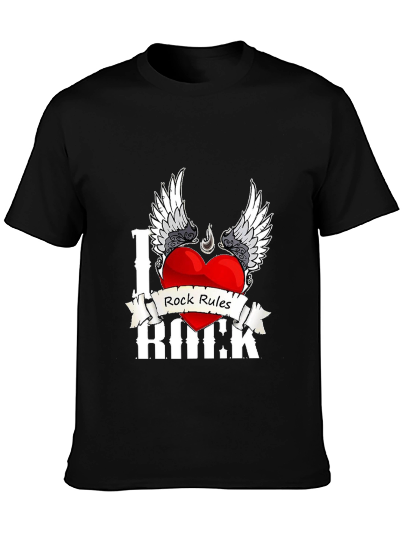 Black I Heart Rock Rules T-Shirt view 3