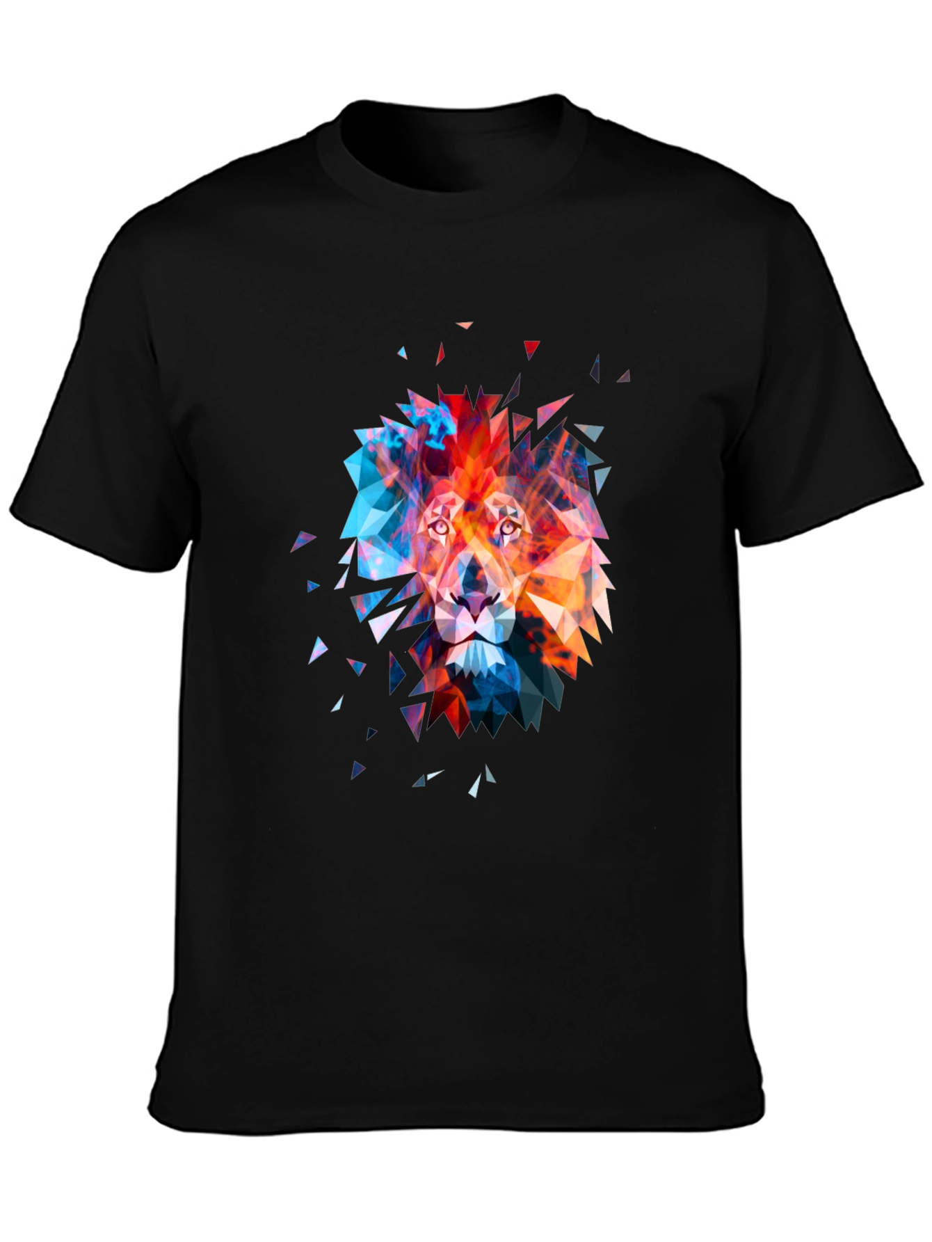 Black Geometric Lion Graphic Tee - Modern Art T-Shirt view 3