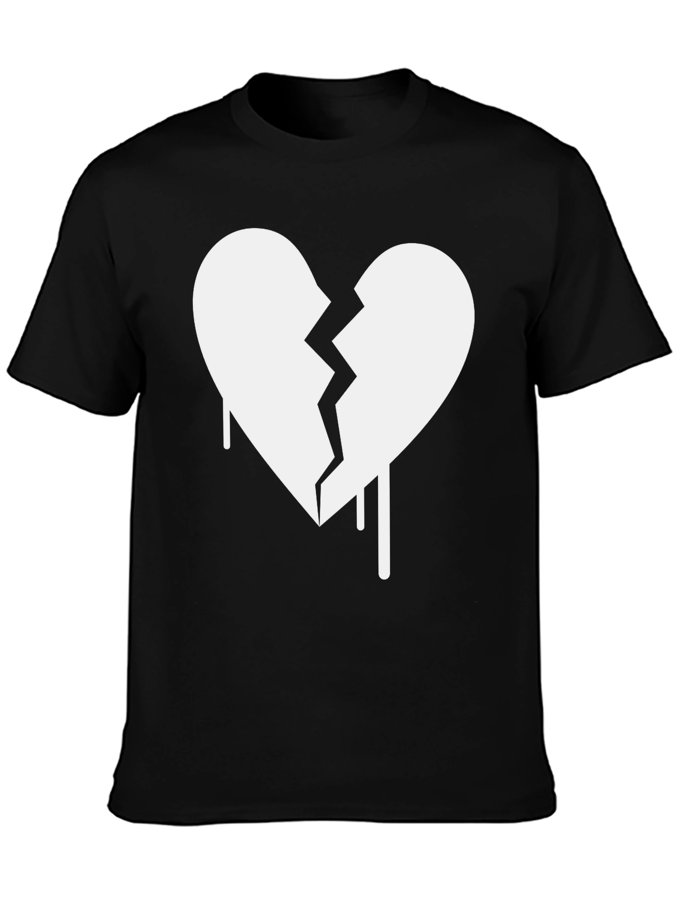 Black Broken Heart Graphic T-Shirt - Trendy Crew Neck Tee view 3