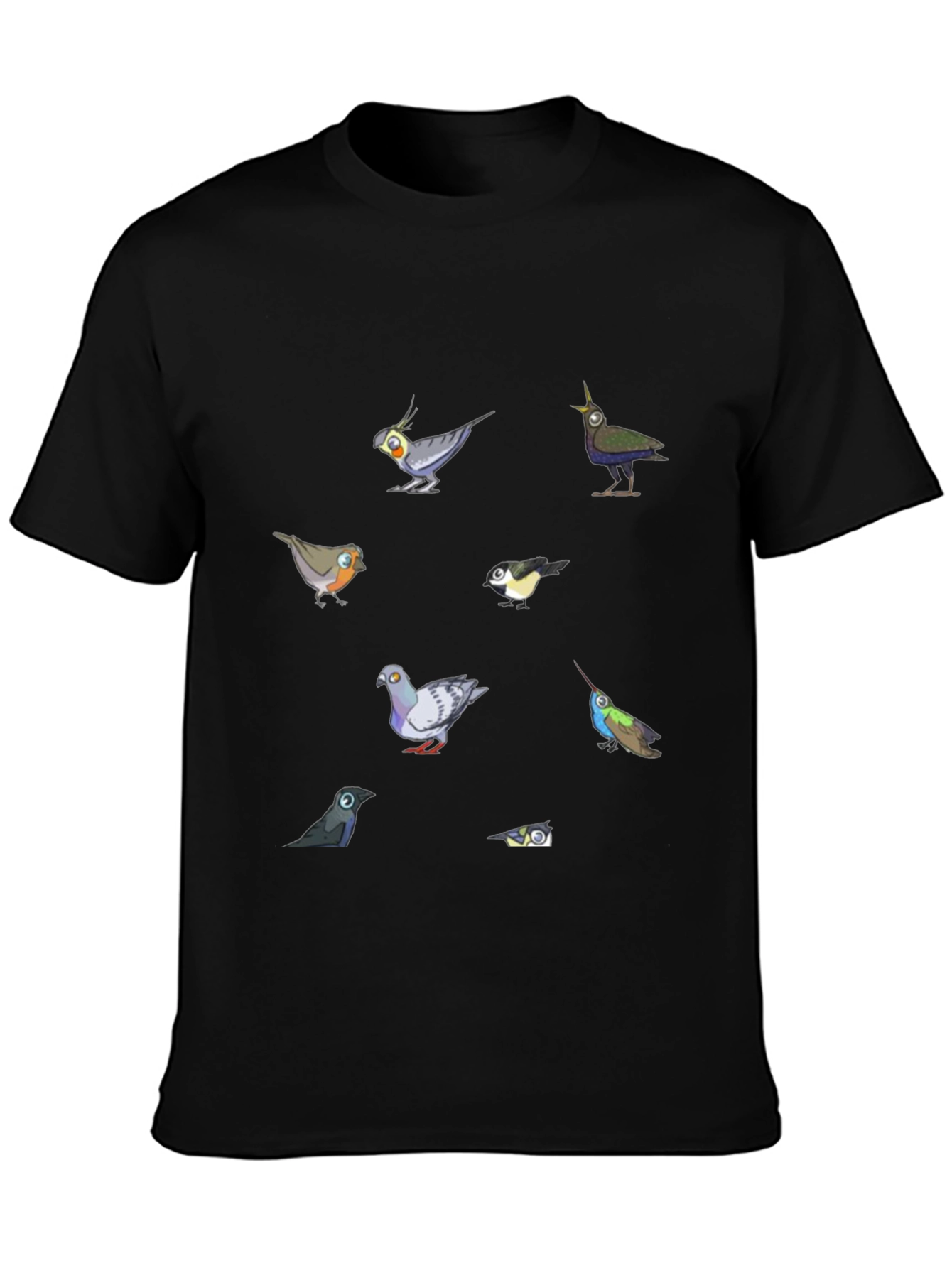 Black Birds Graphic T-Shirt, Black Cotton Tee view 3