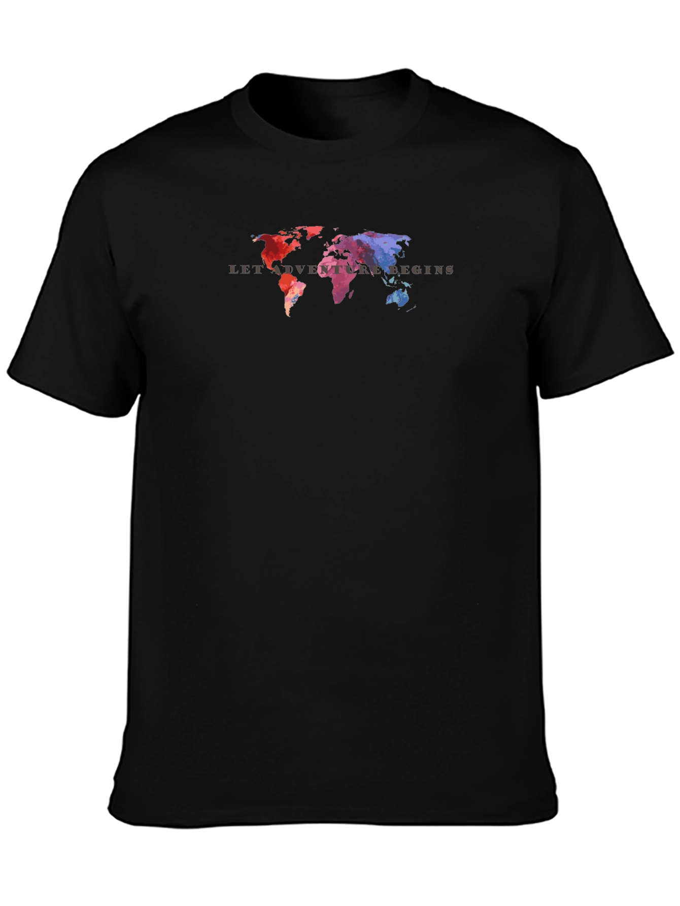 Black Colorful World Map Adventure T-Shirt view 3