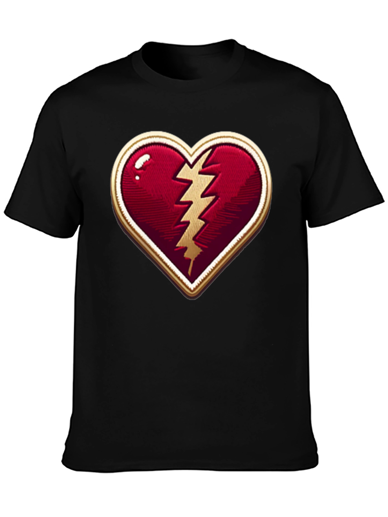 Black Broken Heart Lightning Bolt Graphic Tee - Stylish Comfort view 3