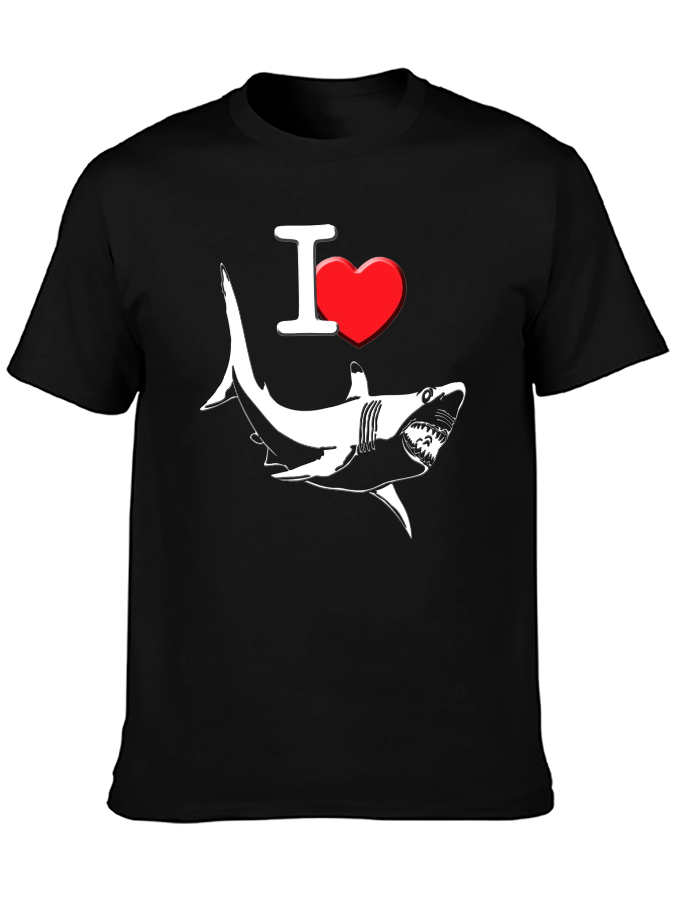 Black I Love Sharks Graphic T-Shirt view 3