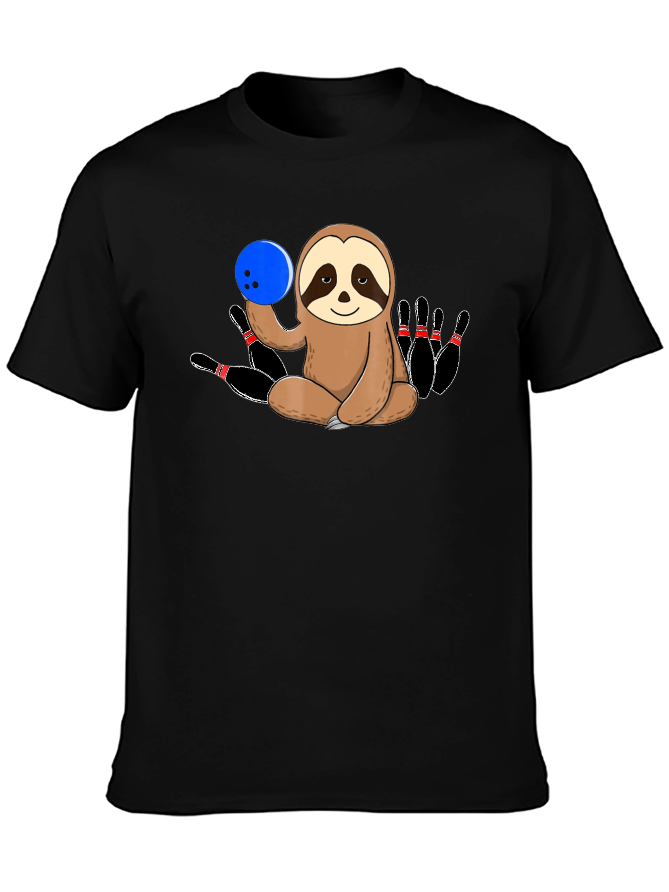 Black Sloth Bowling T-Shirt Funny Bowling Pin Tee view 3