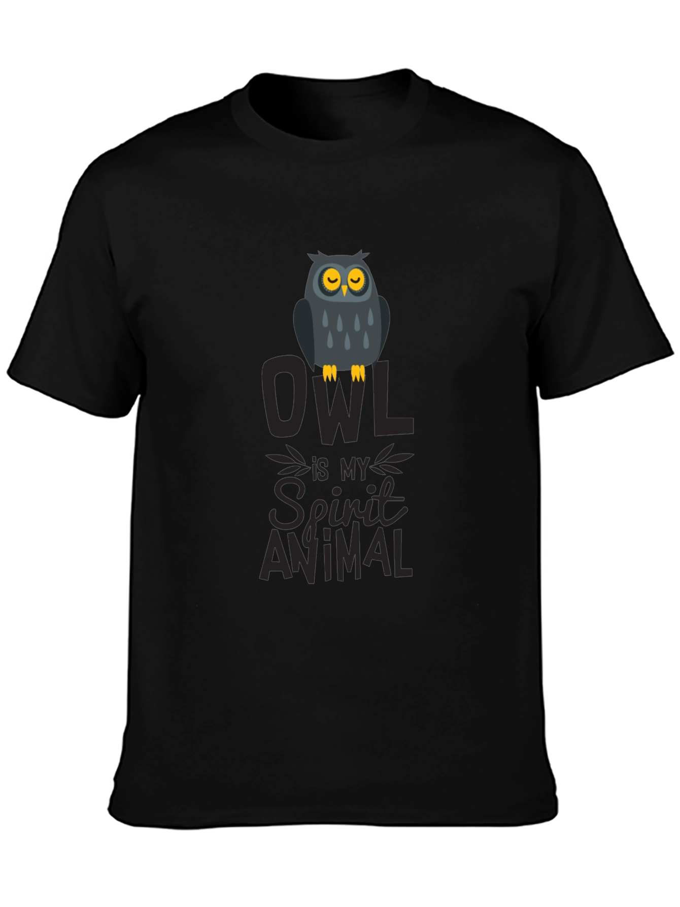 Owl Spirit Animal Graphic Print T-Shirt - Black - 3