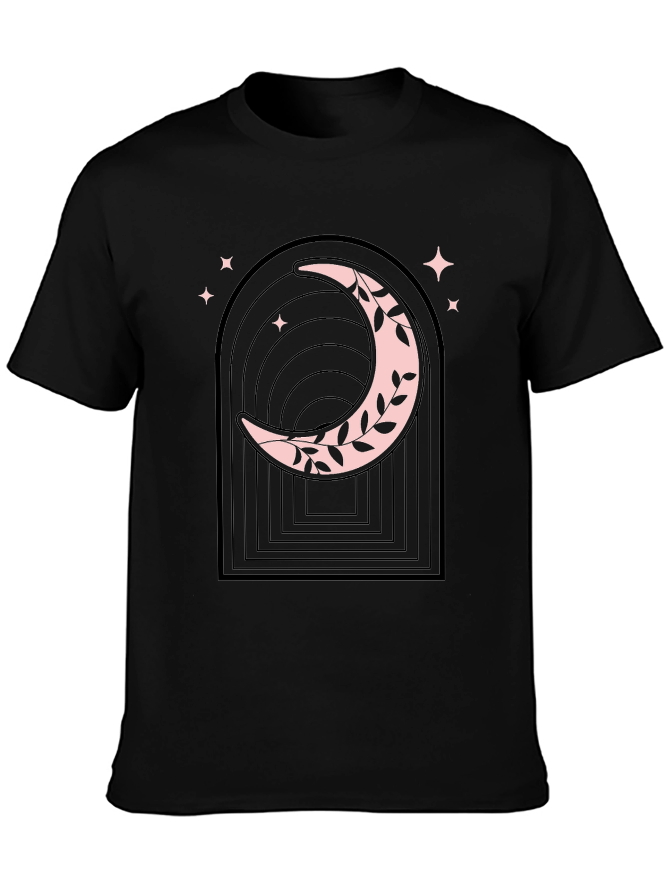 Black Mystic Moon Graphic Tee - Stylish Black Cotton T-Shirt view 3