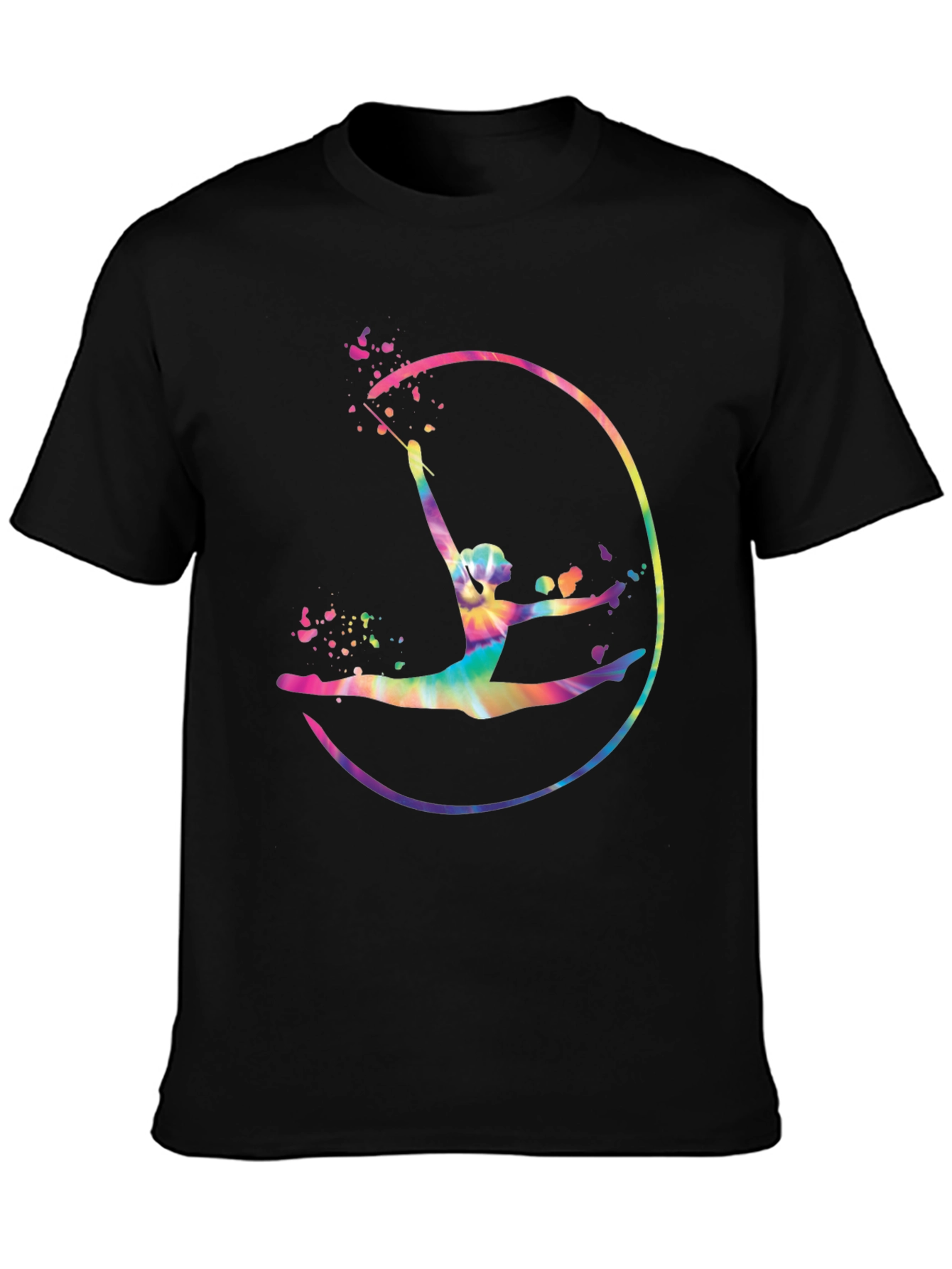 Black Gymnast Tie-Dye Graphic Tee - Black Cotton Blend view 3