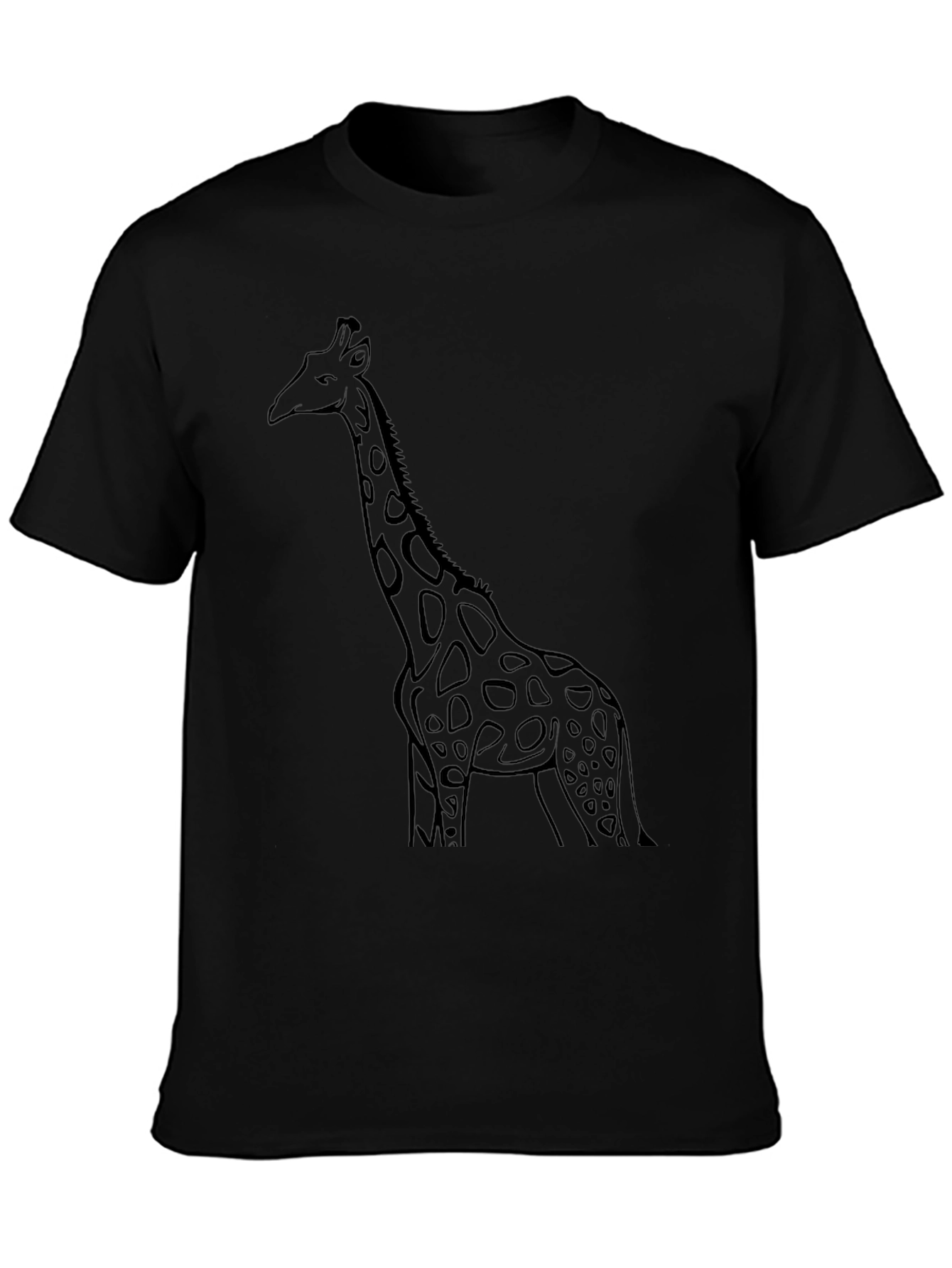 Black Giraffe Graphic Tee - Black Cotton Casual T-Shirt view 3