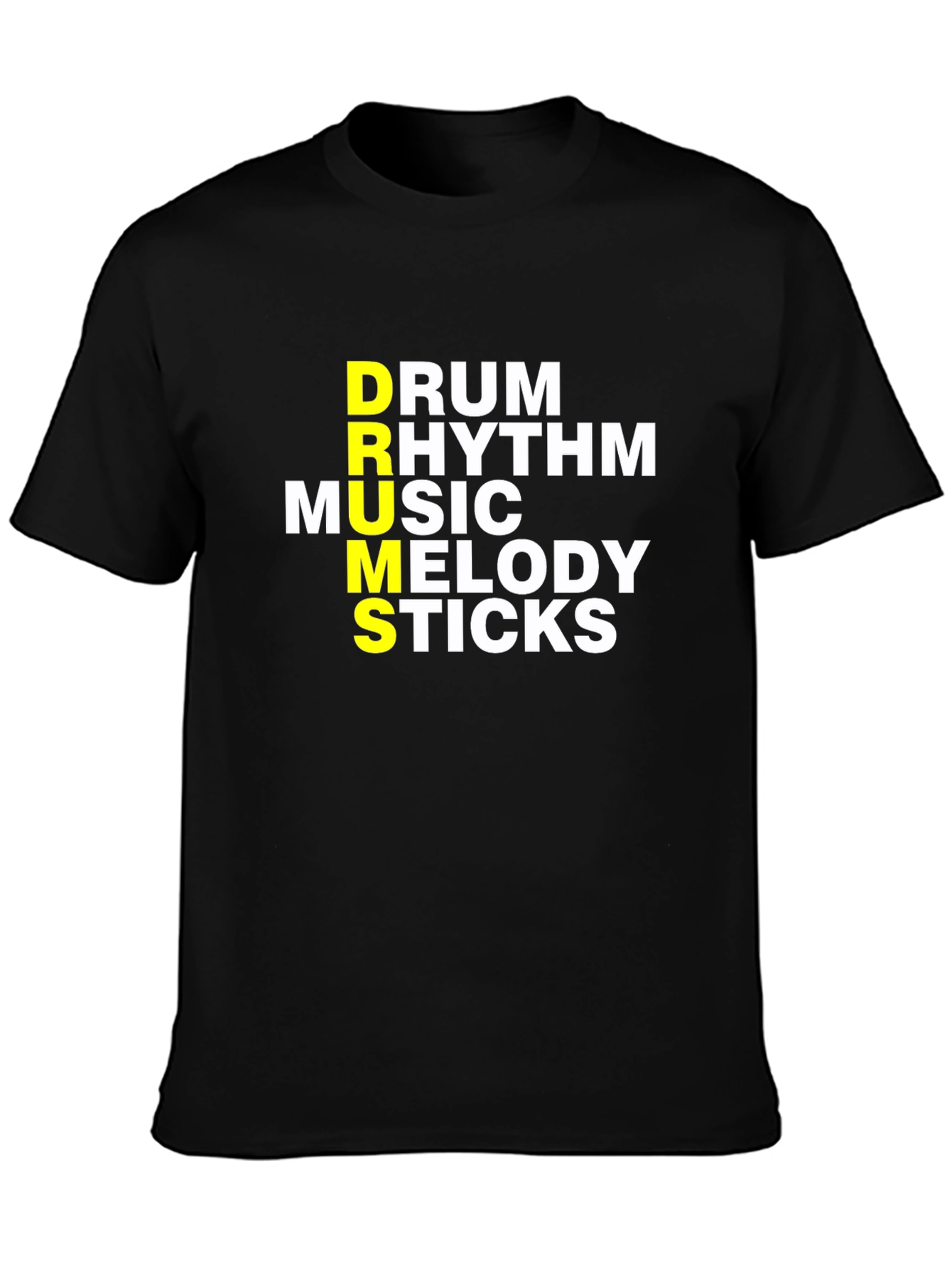Black Drum Music Sticks T-Shirt - Musician Tee view 3