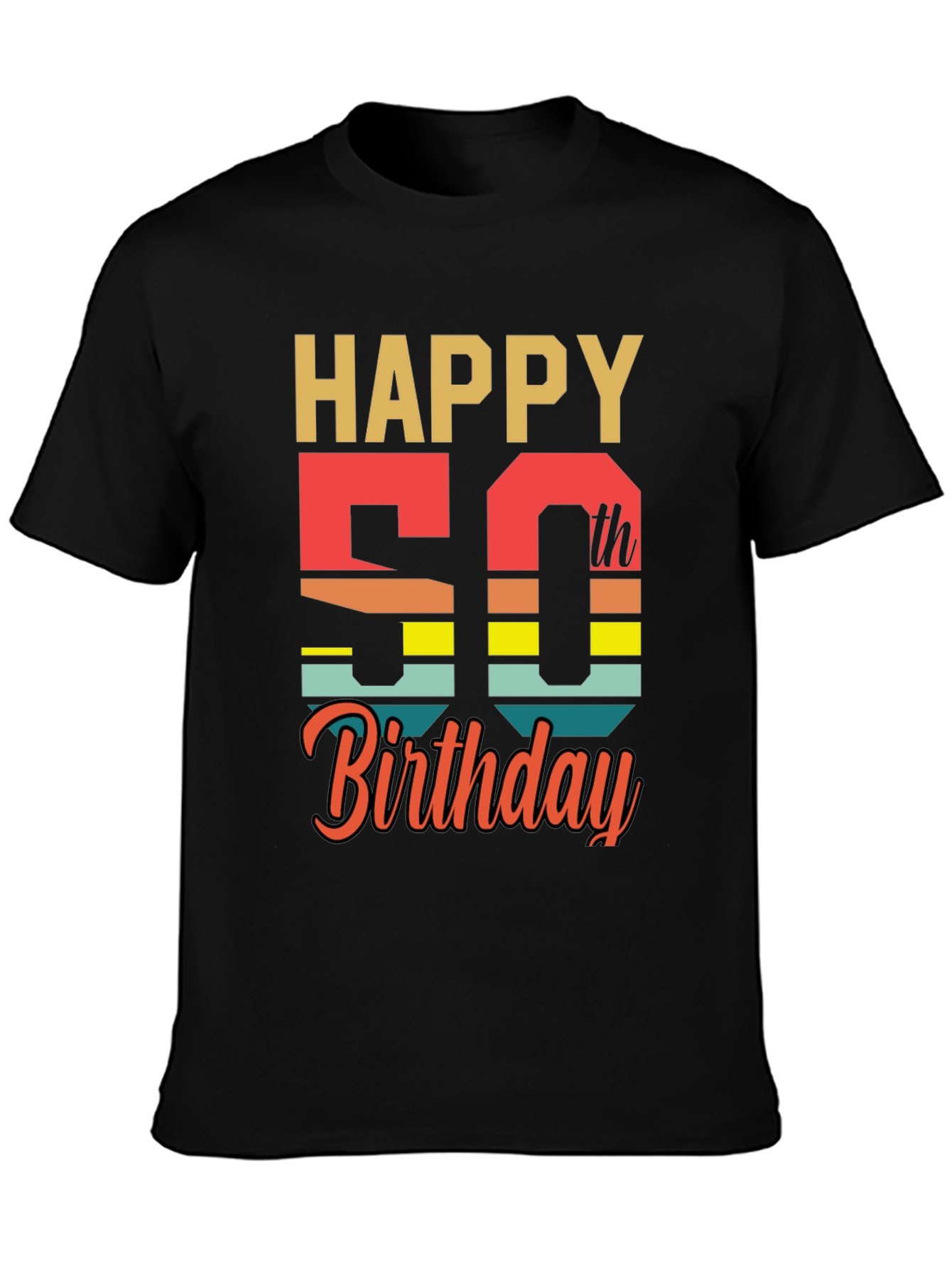 Black Happy 50th Birthday Graphic T-Shirt view 3