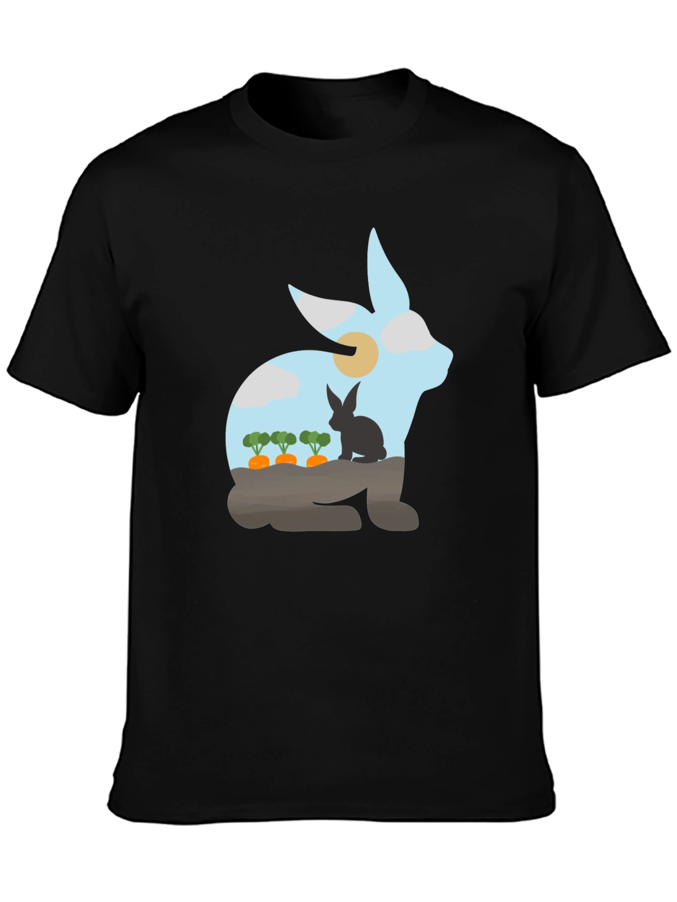 Black Rabbit Silhouette Graphic Tee - Nature Lover's T-Shirt view 3