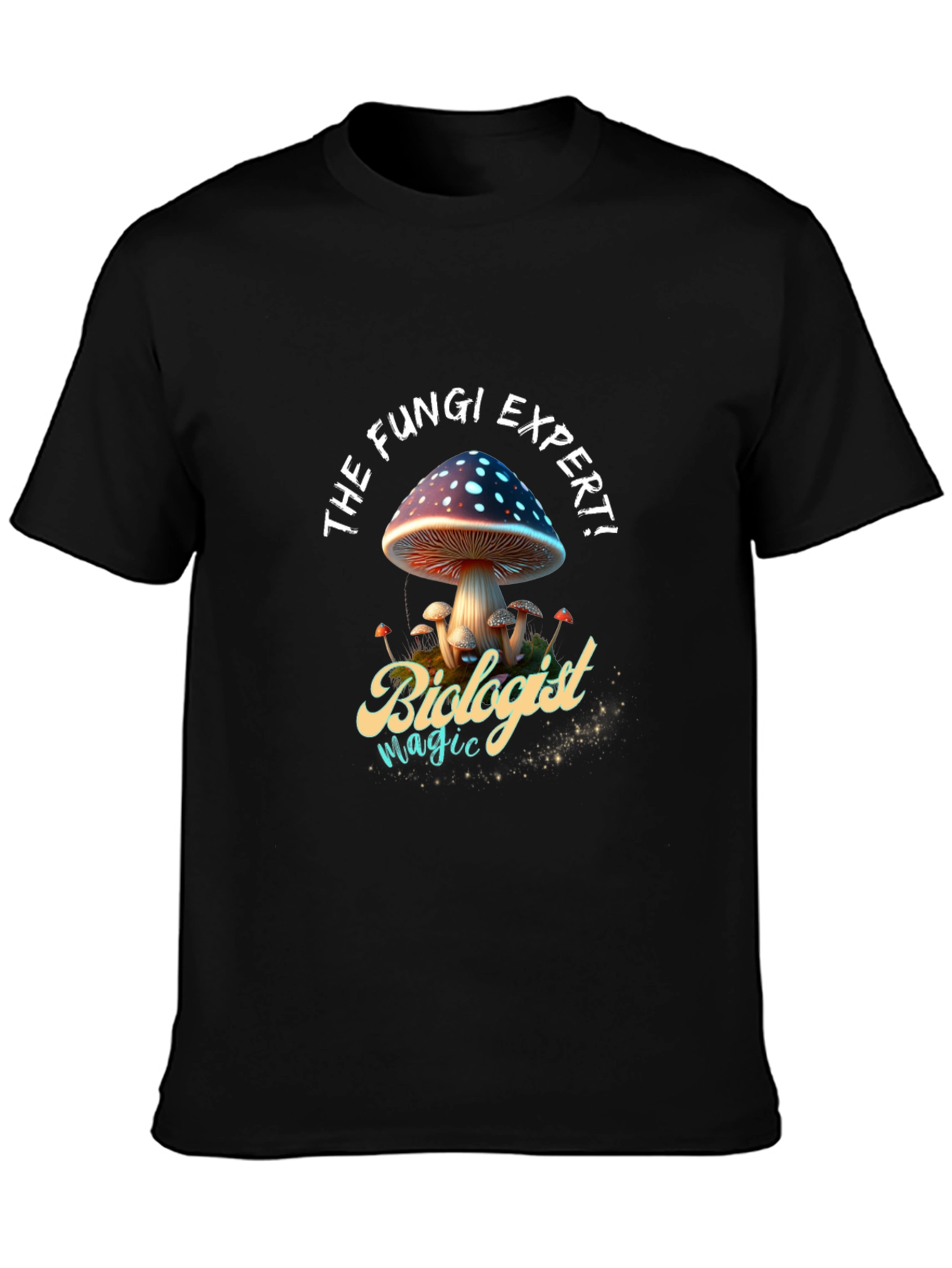 Black The Fungi Expert Biologist T-Shirt view 3