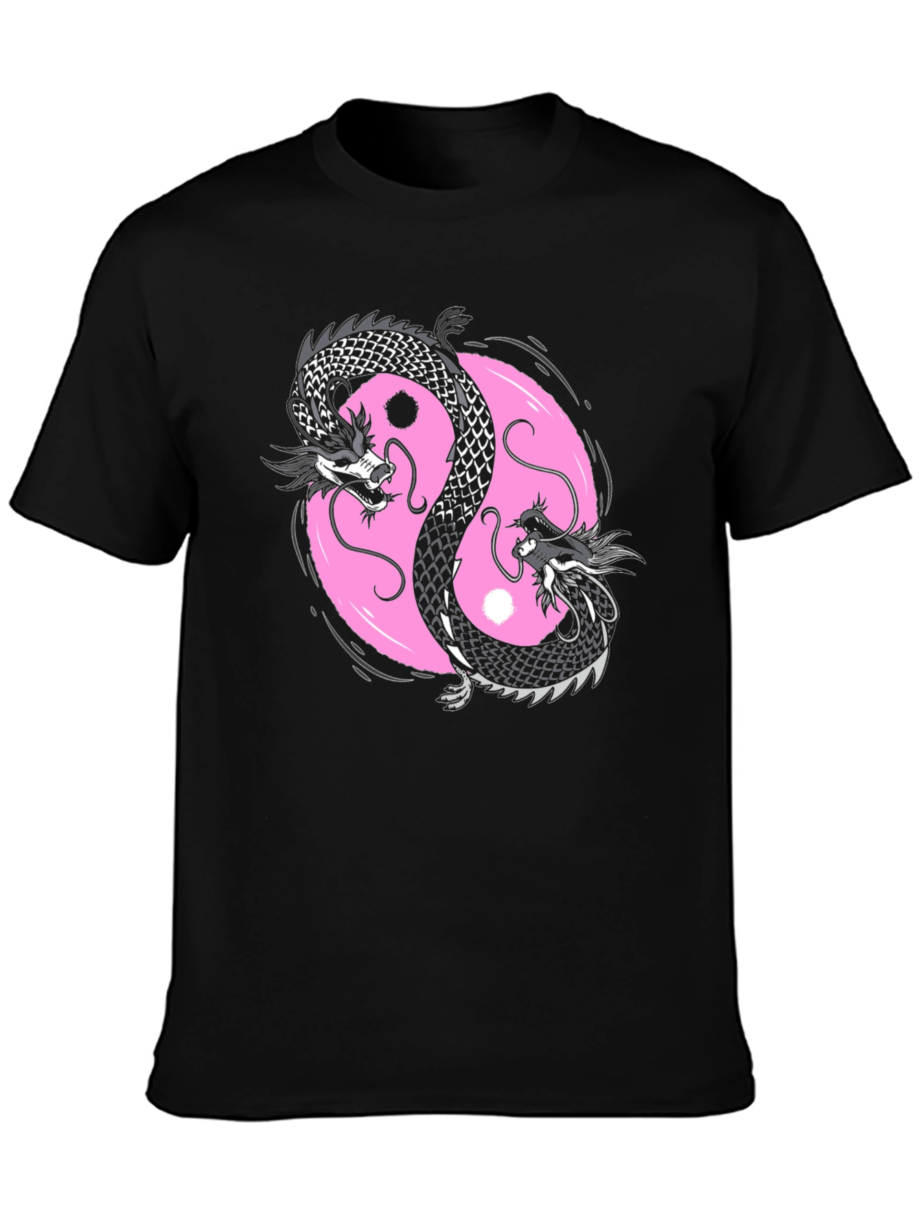 Black Yin Yang Dragon Graphic Tee - Black Cotton Blend view 3