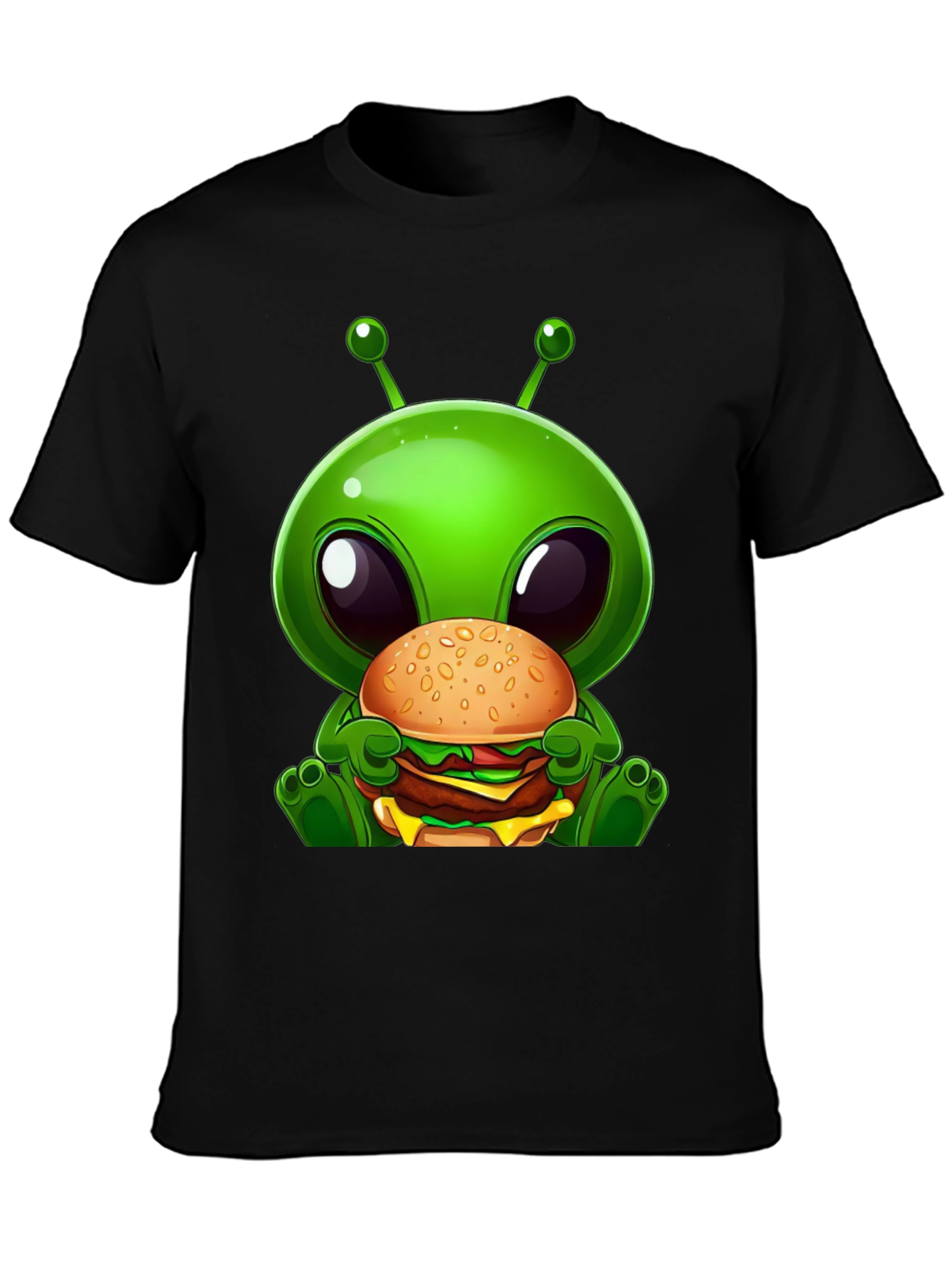 Black Alien Burger Graphic T-Shirt view 3