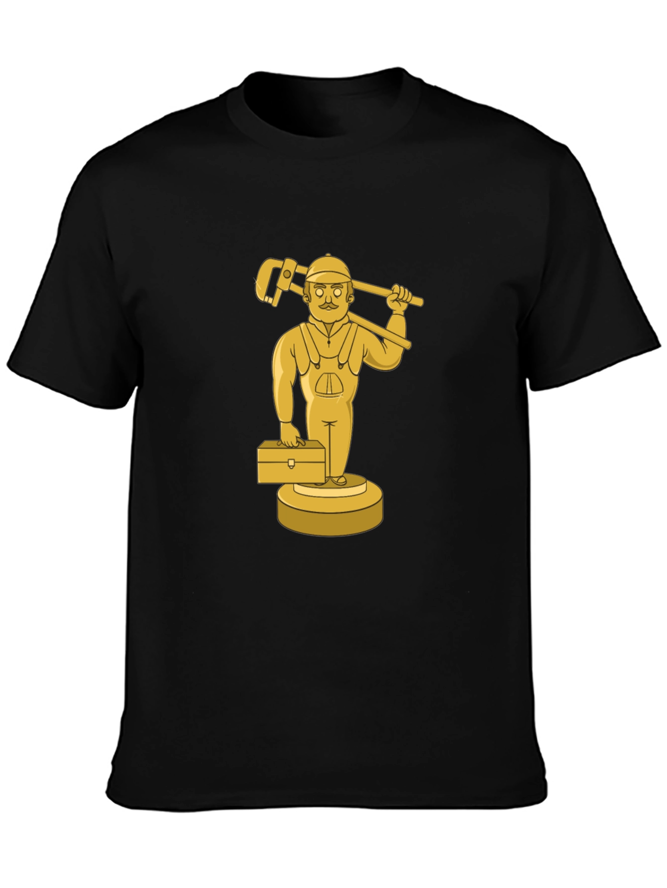 Black Golden Plumber Cartoon Graphic Tee view 3