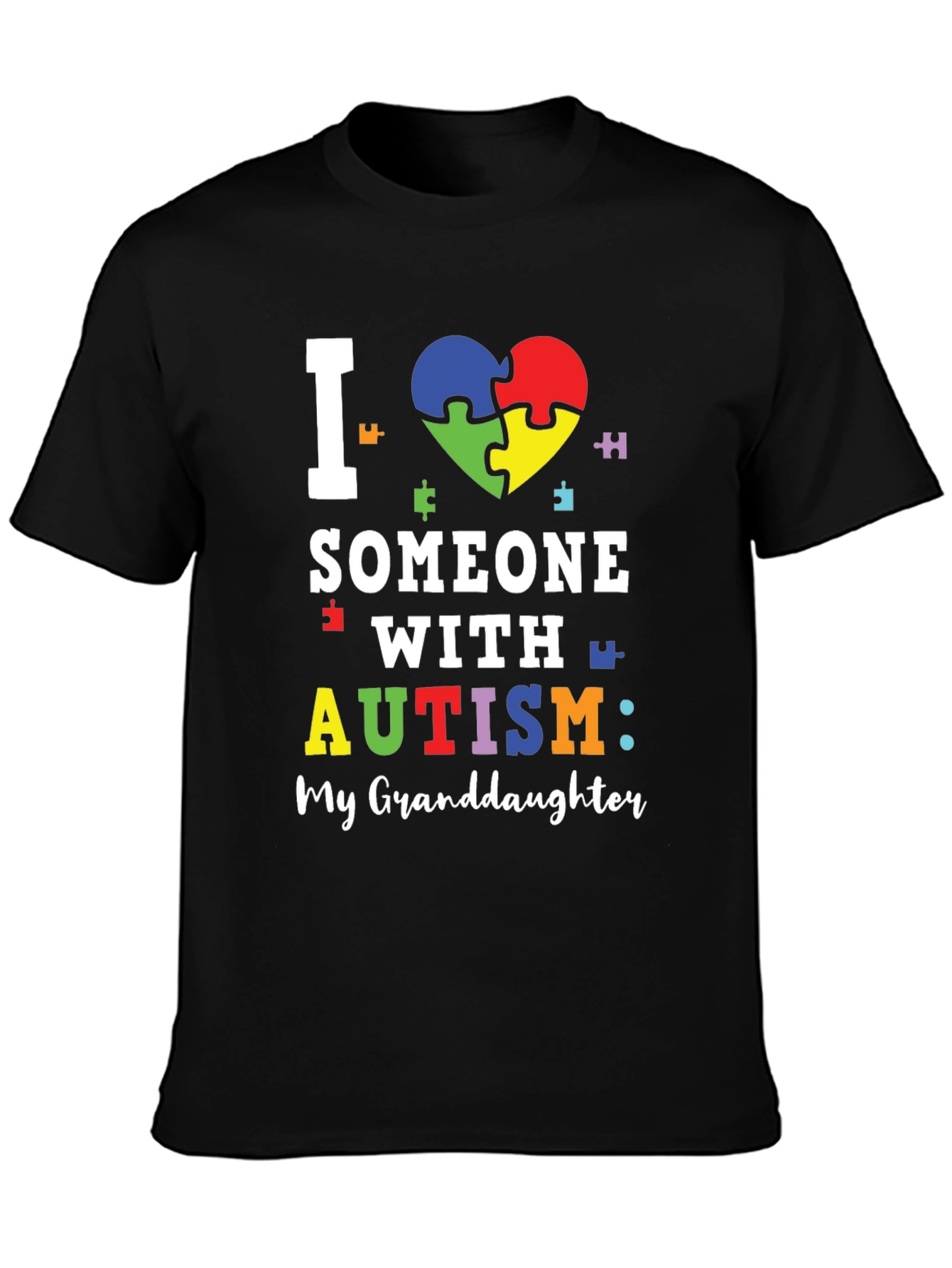Black Autism Awareness T-Shirt: Granddaughter Love view 3