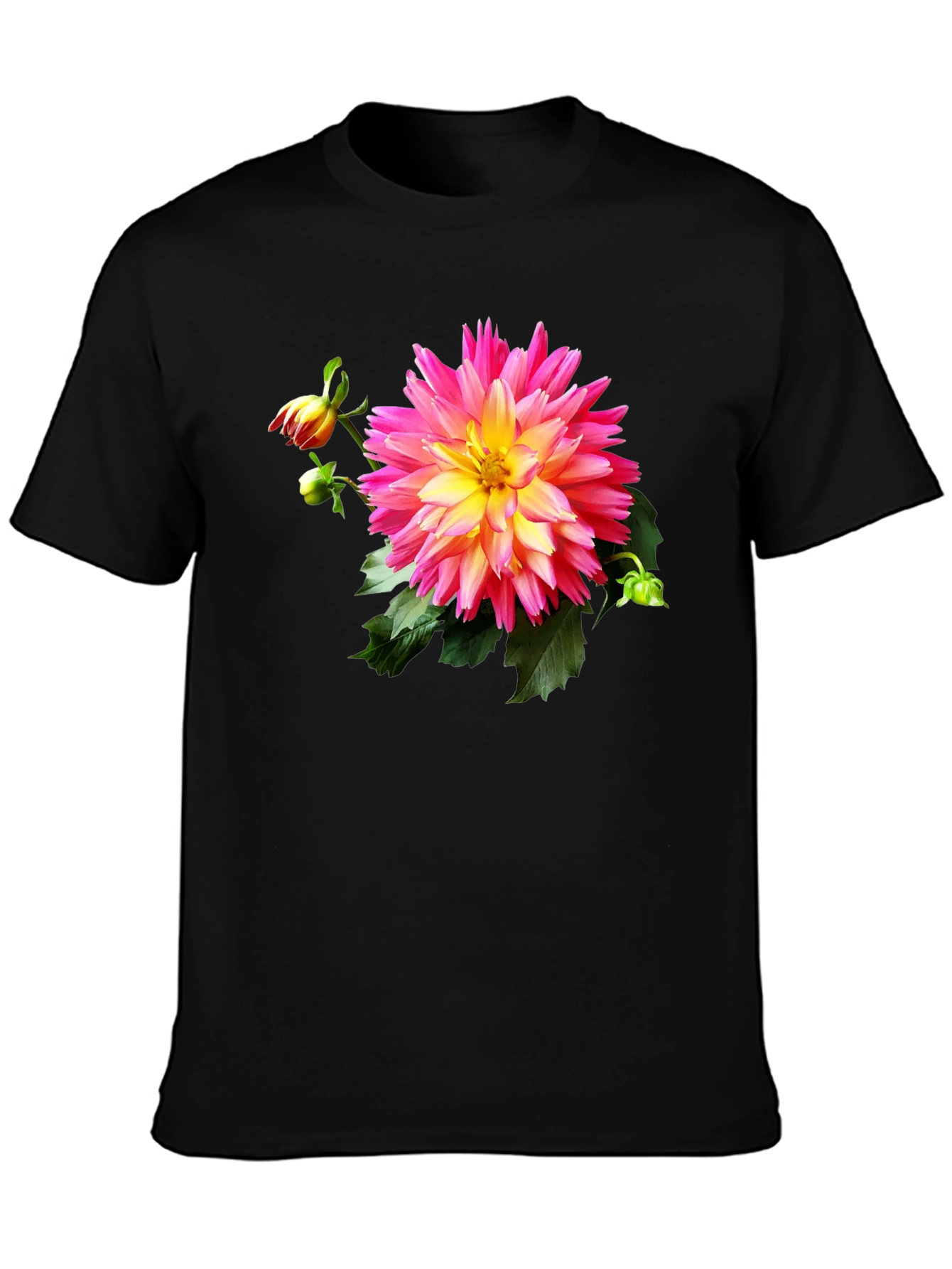 Black Floral Print T-Shirt - Men's Graphic Tee view 3