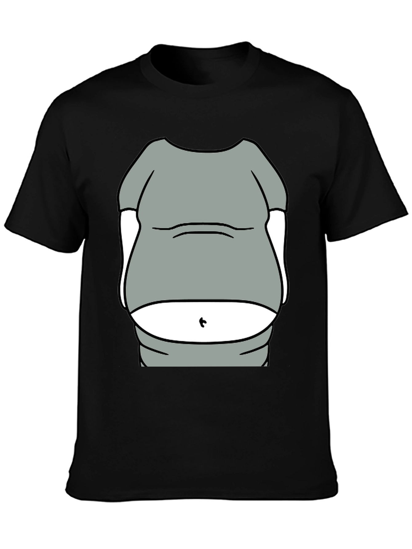 Black Humorous Belly T-Shirt - Funny Graphic Tee view 3