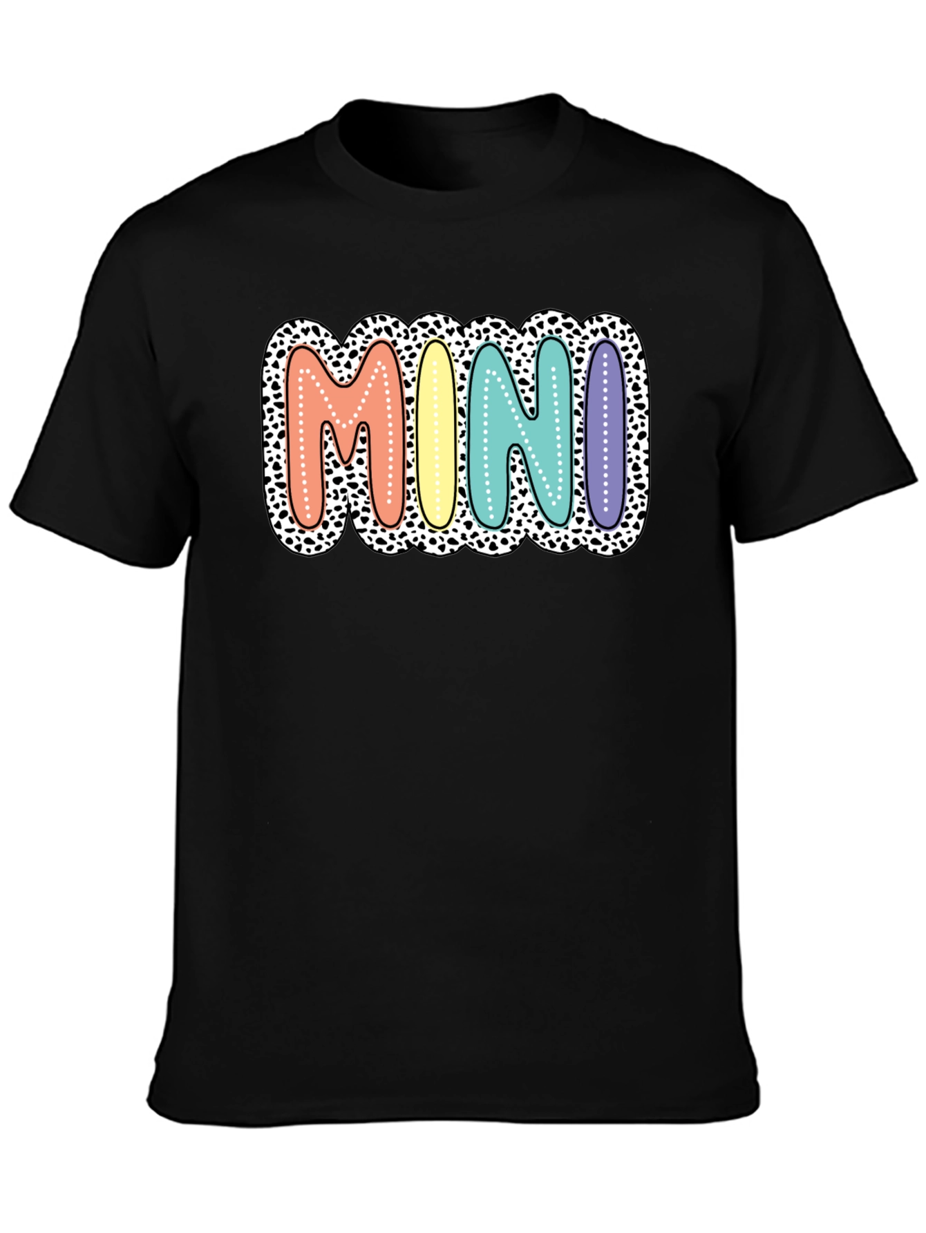 Black Mini Leopard Print Pastel Lettering Graphic Tee view 3