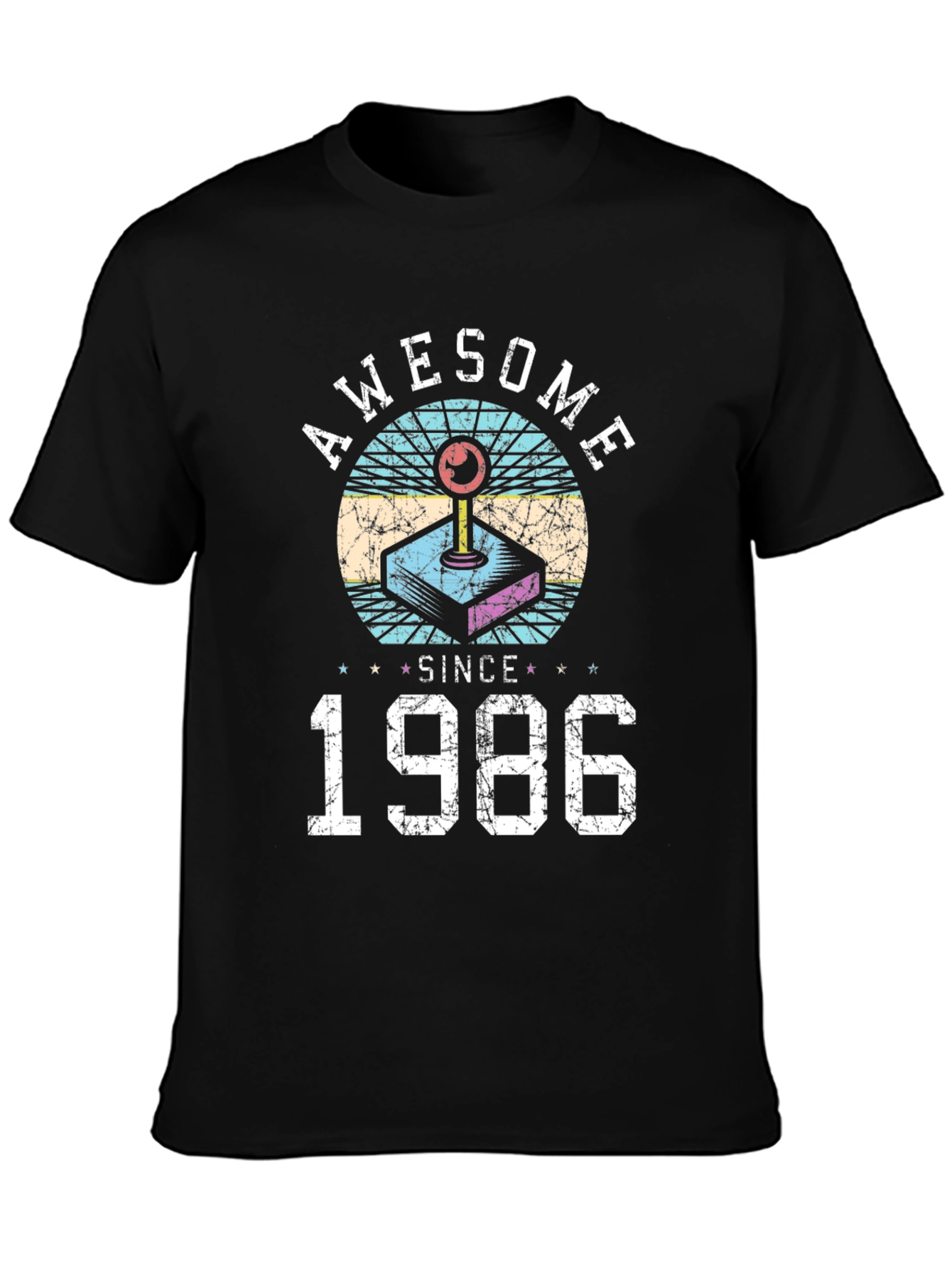 Black Awesome Since 1986 Retro Gaming T-Shirt view 3