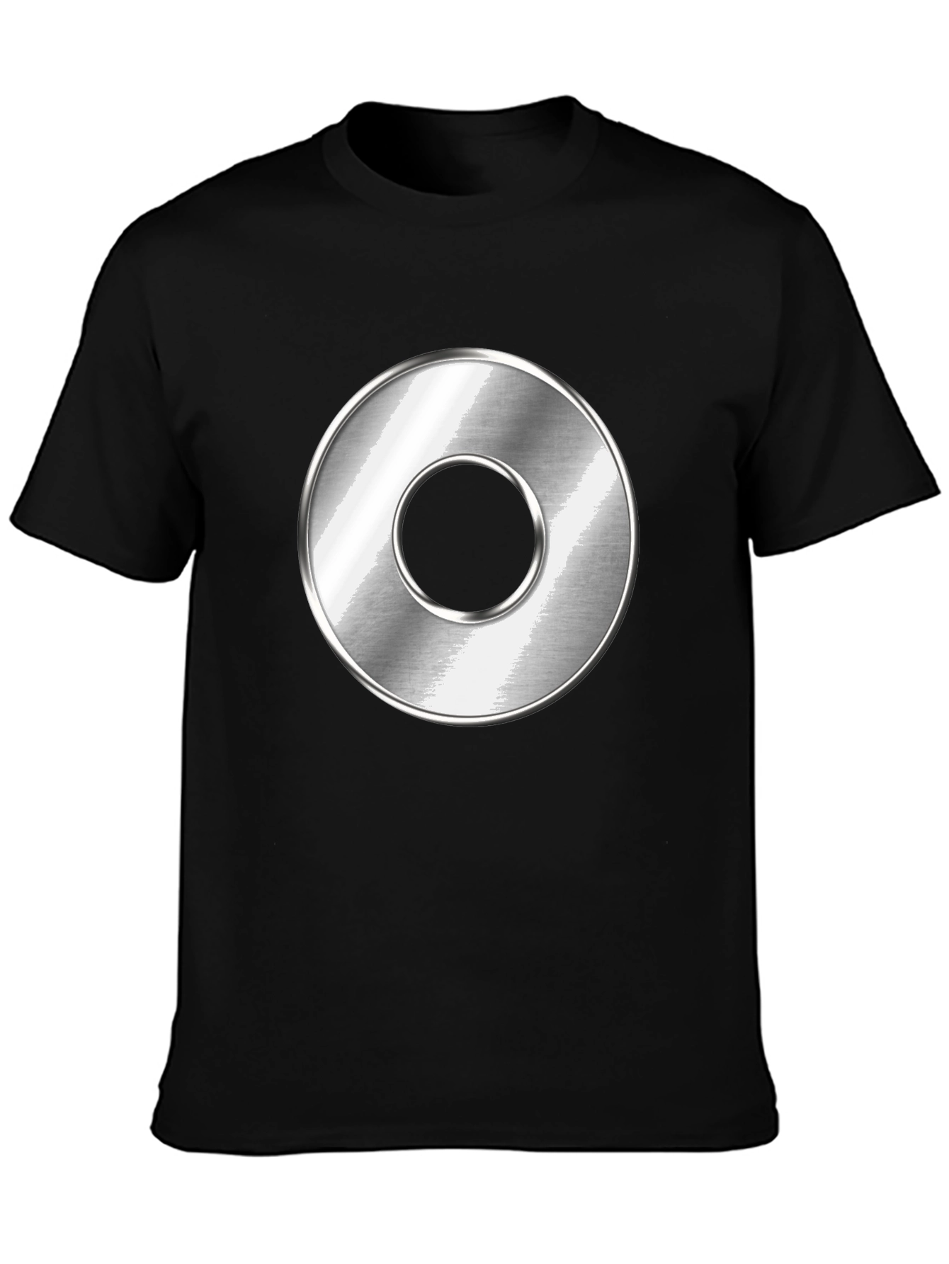 Black Men's Black T-Shirt with Metallic Circle Design view 3