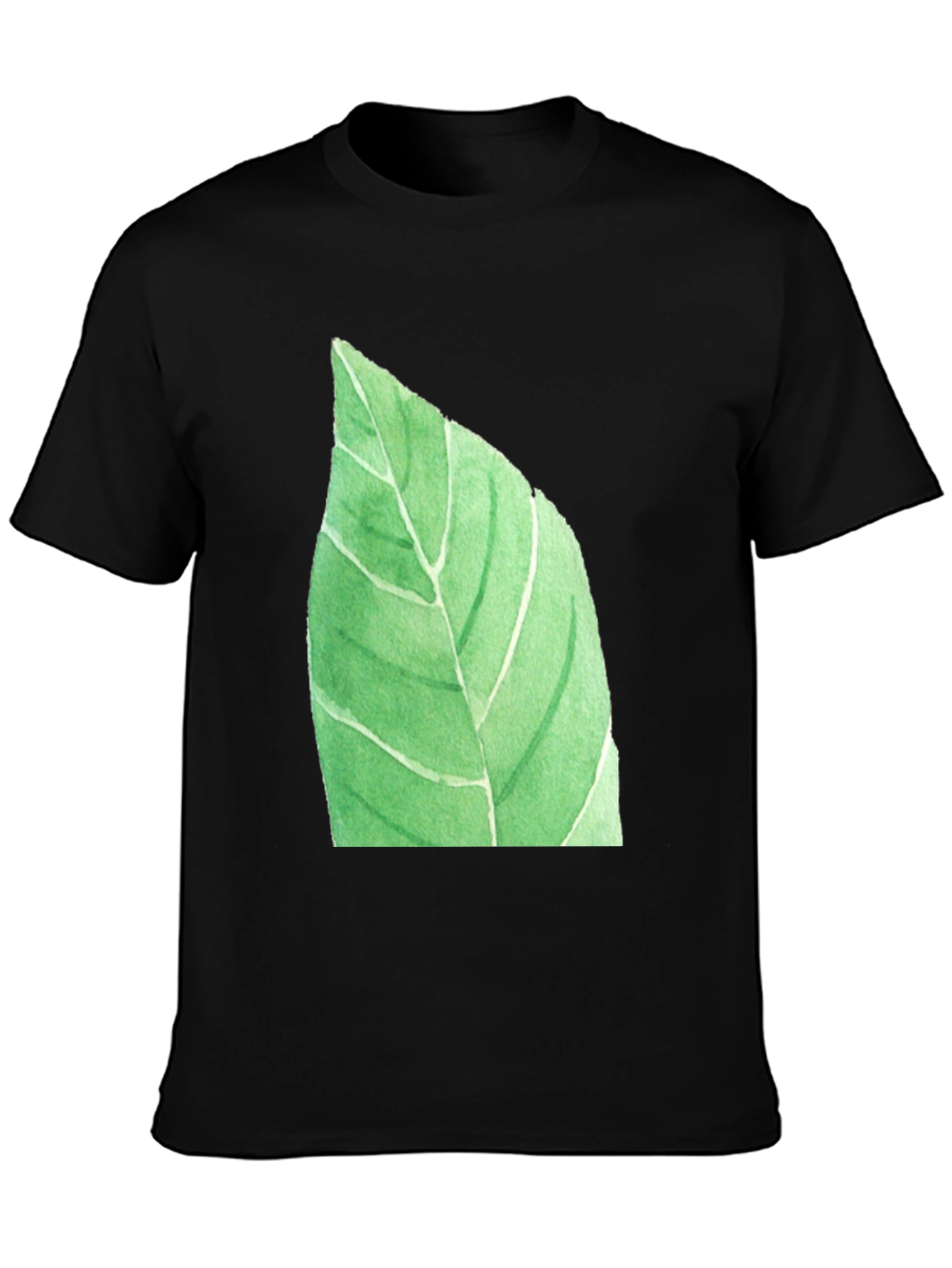 Black Leaf Graphic Black T-Shirt - Nature Inspired Casual Wear view 3