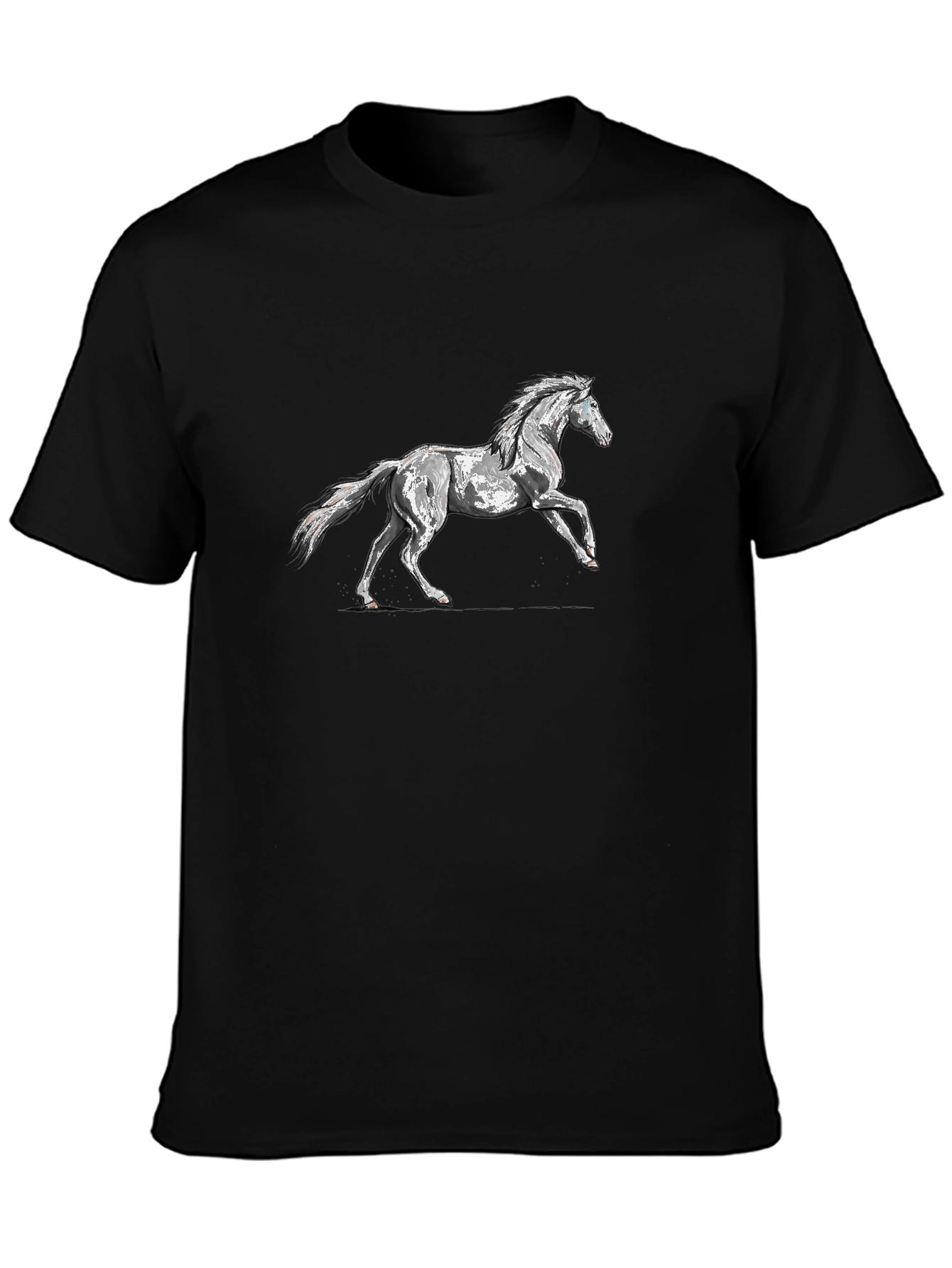 Black Black T-Shirt with Horse Graphic view 3