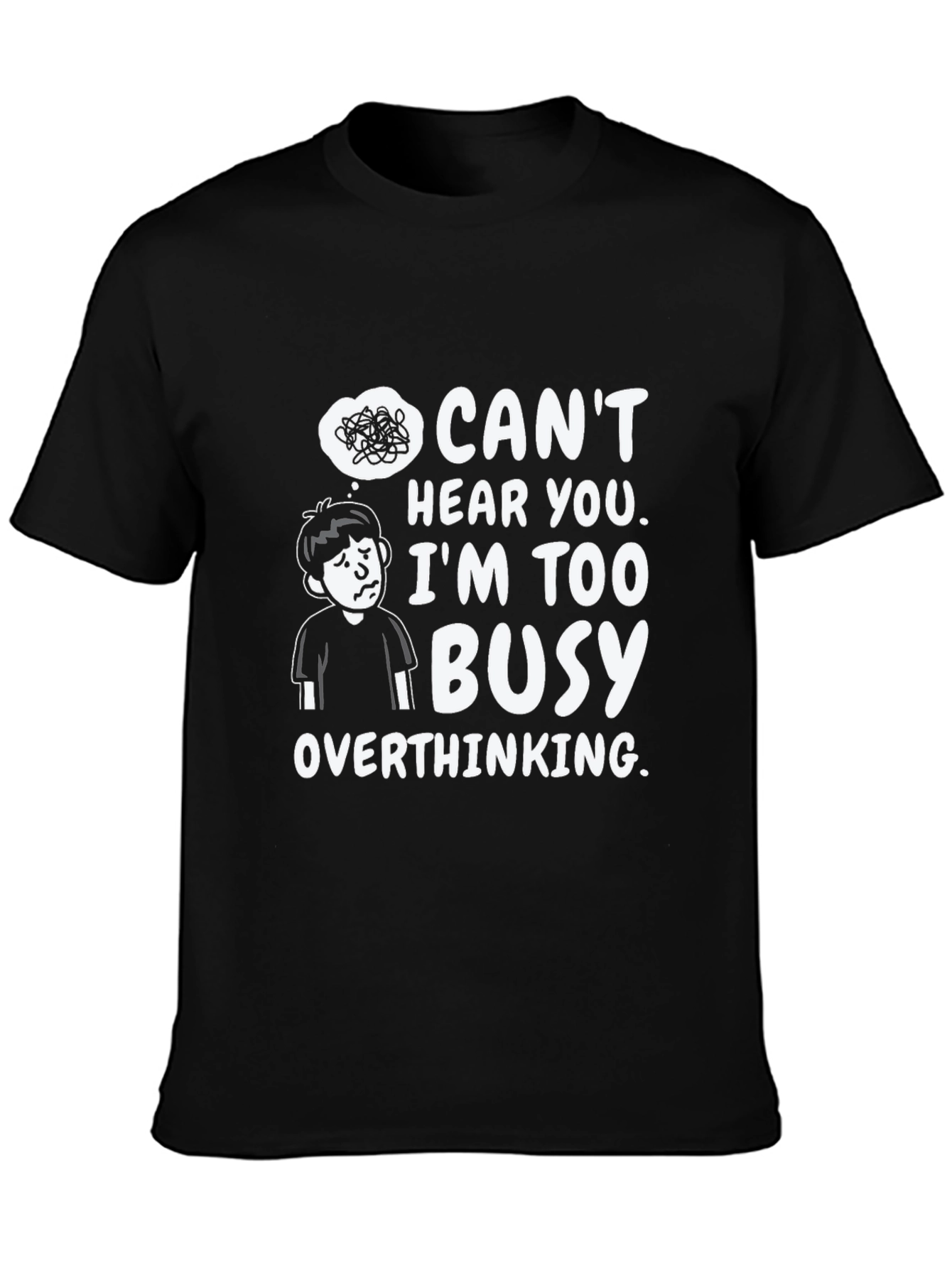 Black Overthinking T-Shirt - Funny Graphic Tee view 3