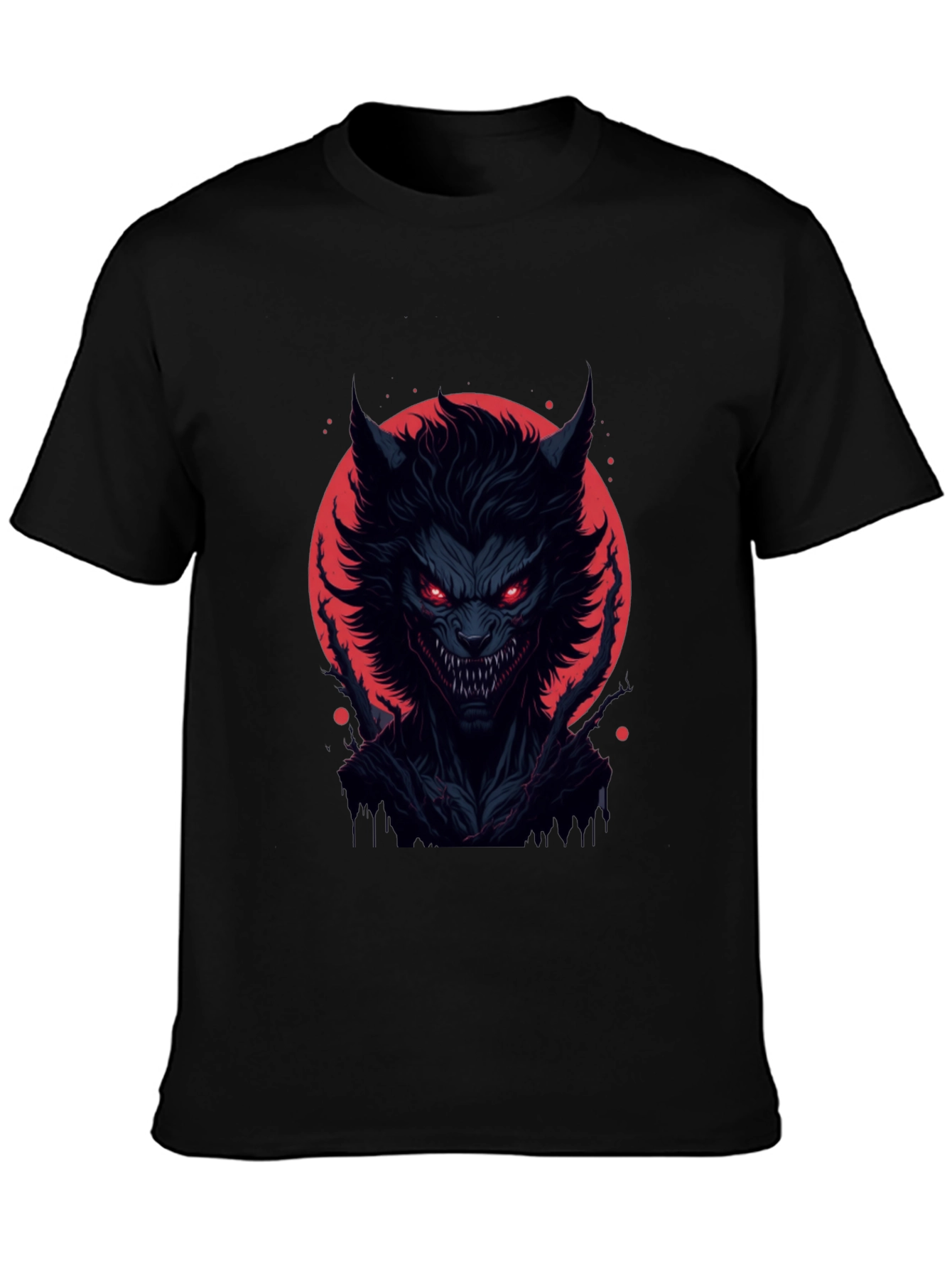 Black Men's Black Werewolf Graphic Tee - Horror Style view 3