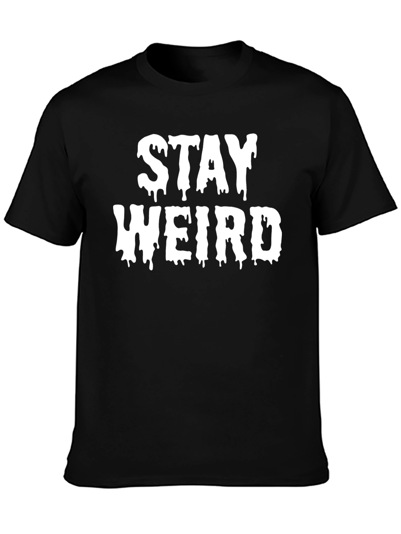 Black Stay Weird Graphic Tee - Black Cotton T-Shirt view 3